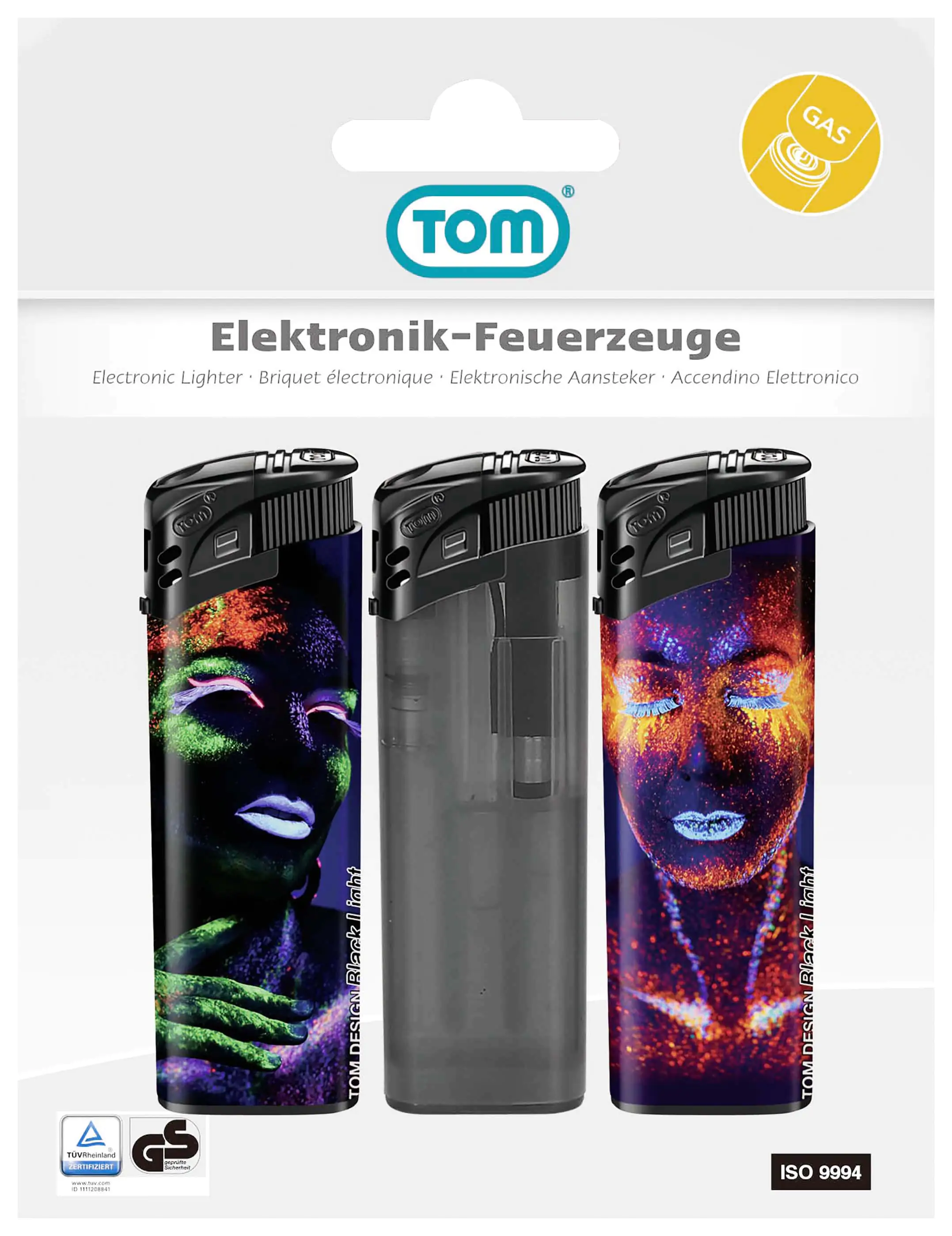 TOM Elektronik-Feuerzeuge 3er Blister