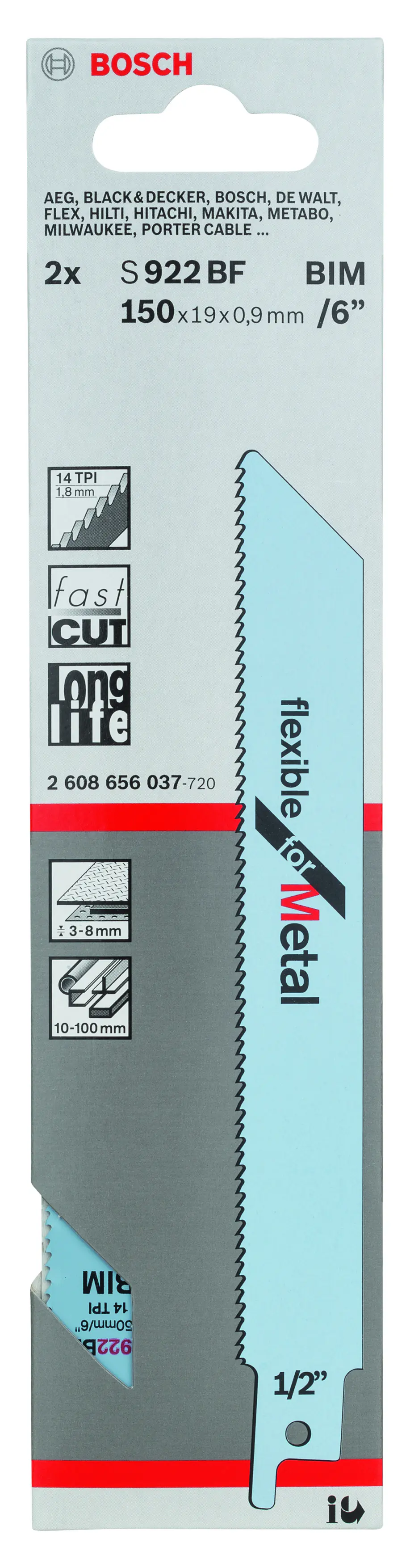 Bosch Säbelsägeblatt S 922 BF Flexible for Metal 2 Stück