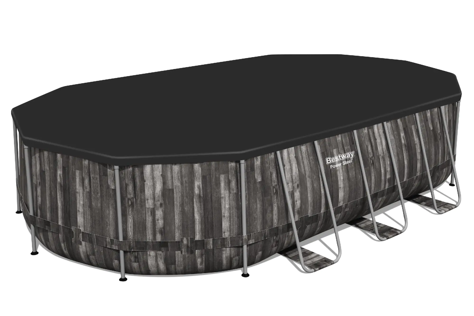 Bestway Power Steel Frame Pool Komplett-Set oval 610 x 366 x 122 cm