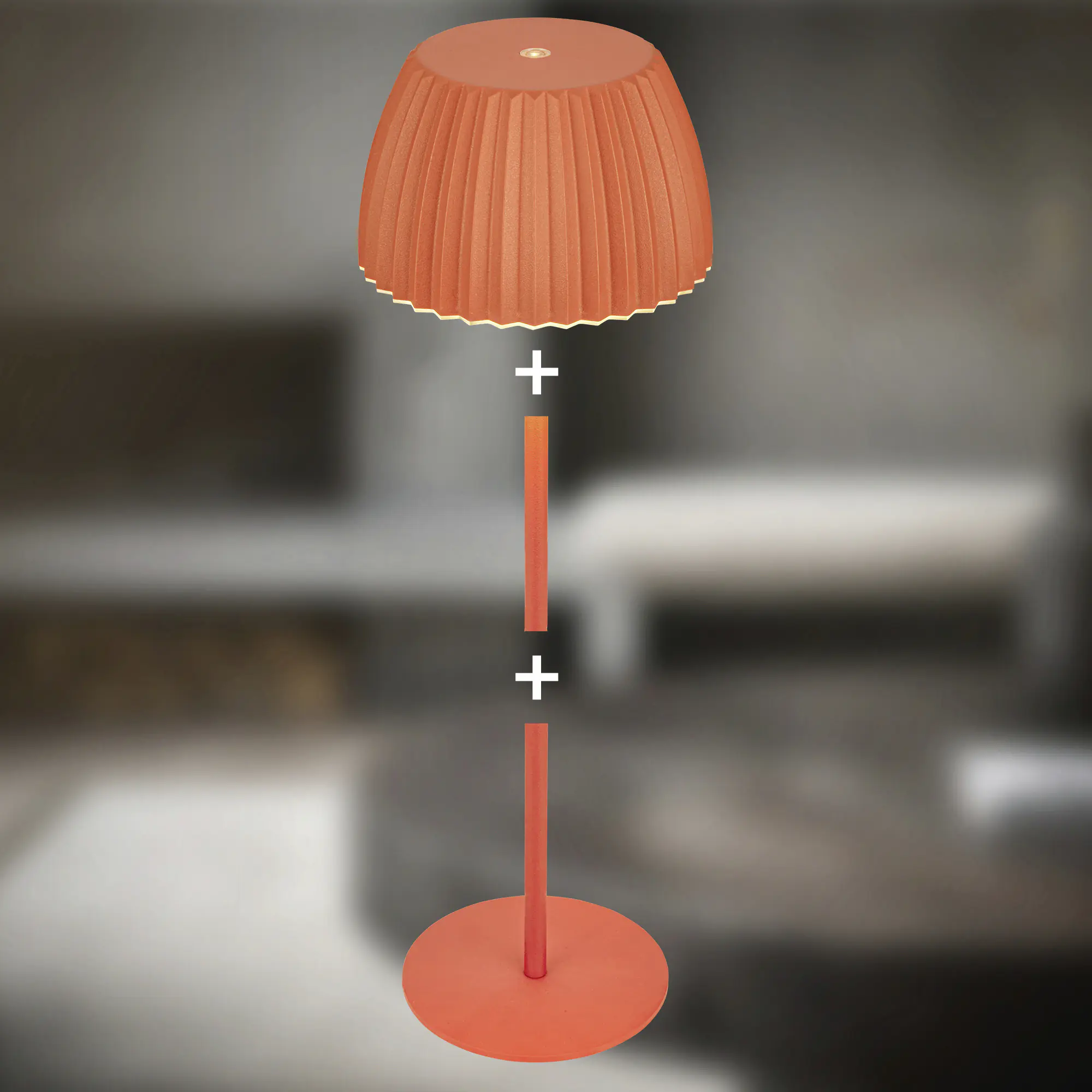 Briloner LED-Tischleuchte Riffle mit Akku orange dimmbar
