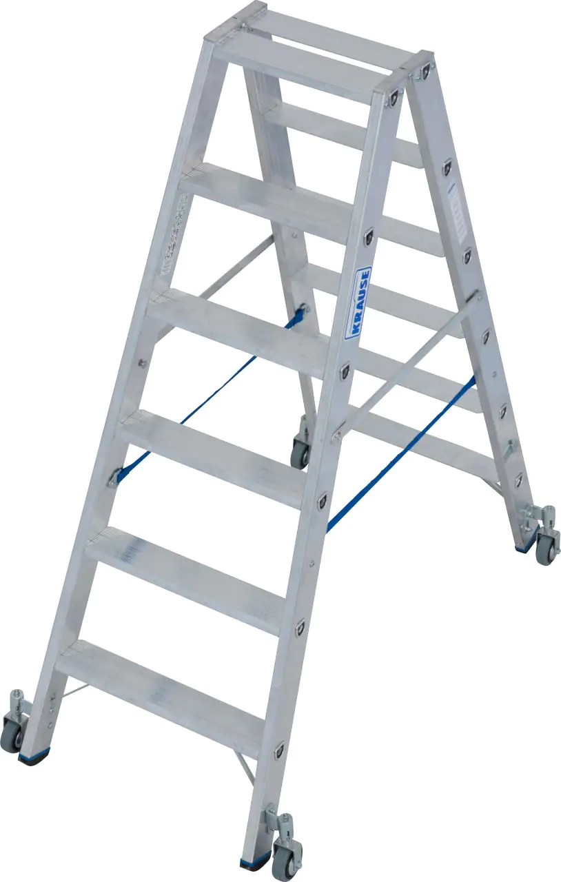 krause Aluminium-Doppelleiter STABILO fahrbar 2,95 m