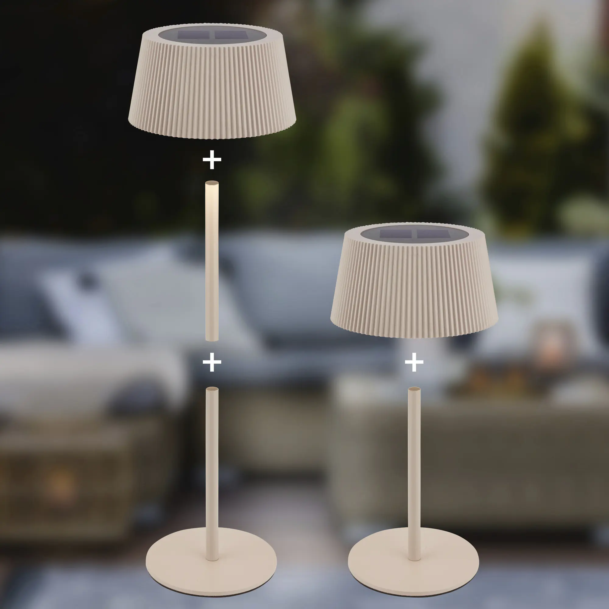 Briloner LED Solar-Tischleuchte Alia Ø 12 x 34 cm warmweiß-kaltweiß beige dimmbar