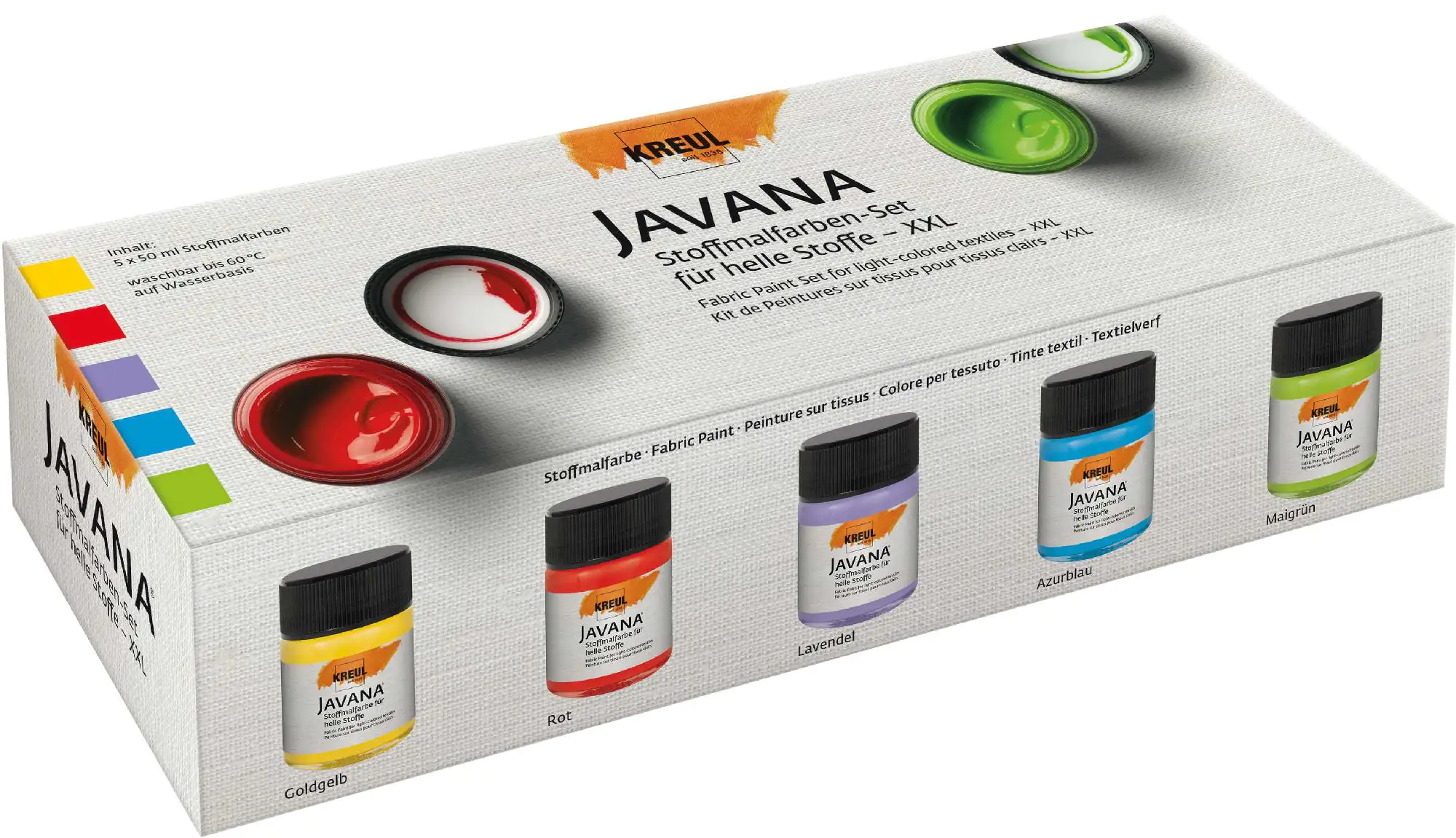 Kreul Javana Stoffmalfarben für helle Stoffe Set XXL 5 x 50 ml