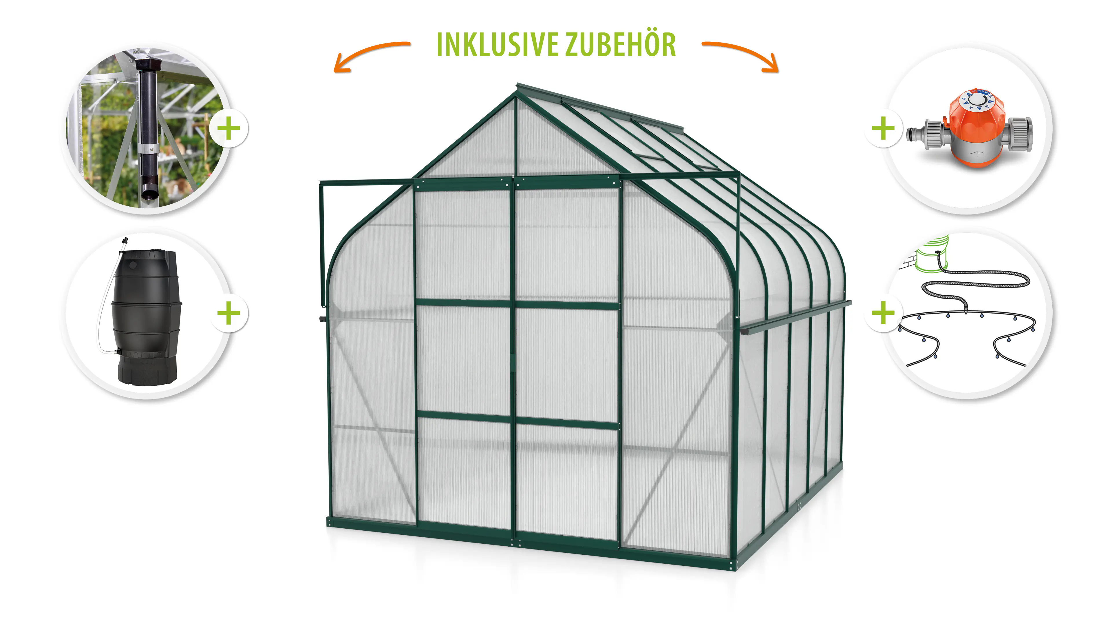 Vitavia Gewächshaus-Set Dione 8300 HKP 4 mm smaragd 254 x 316 cm 