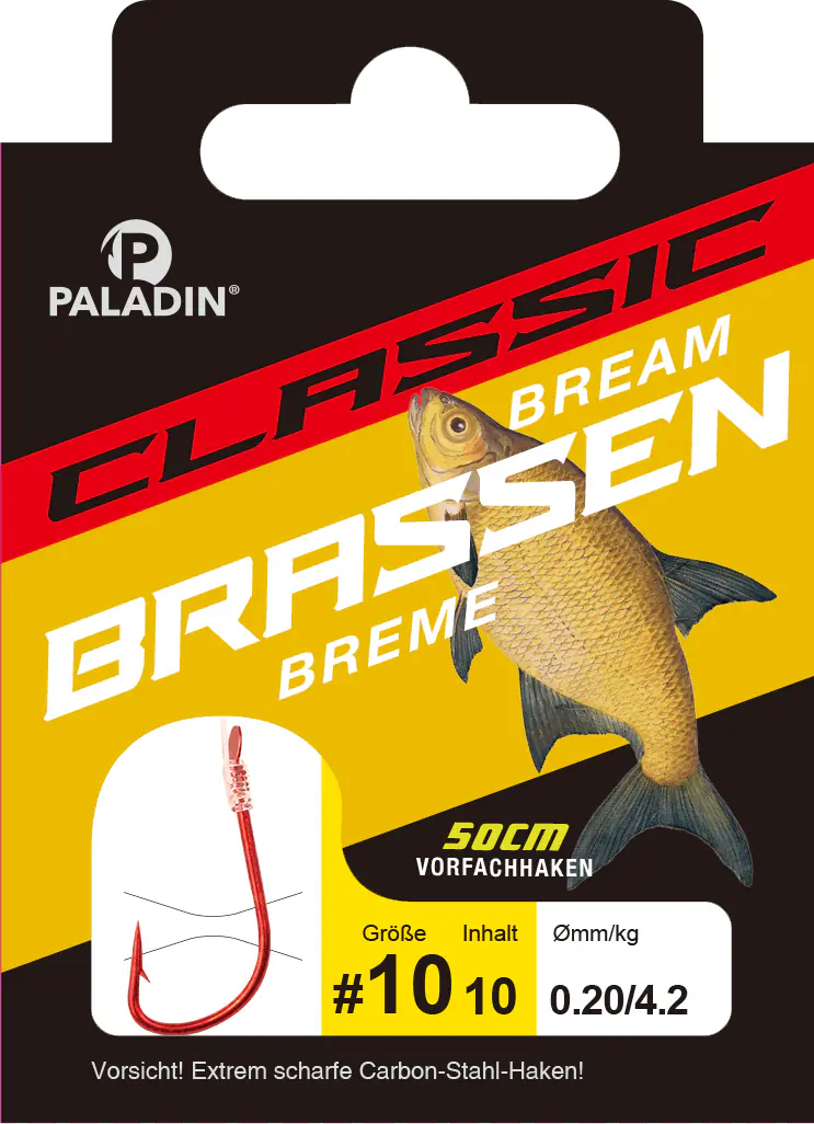 Paladin Brassenhaken gebunden Größe 12 50 cm 10 Stück rot