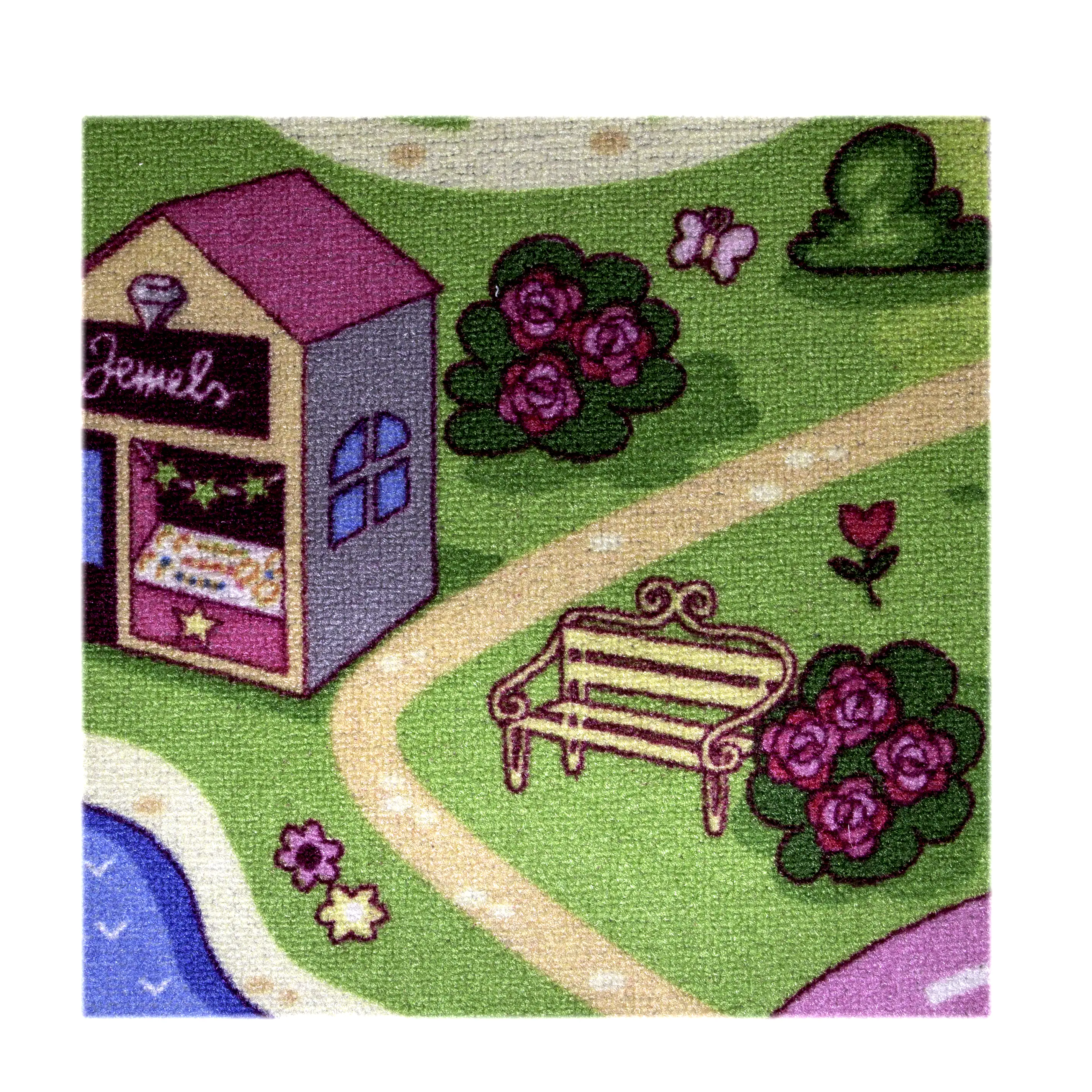 Andiamo Kinderteppich Straßenteppich Meterware Sweet Town pink 4 m breit