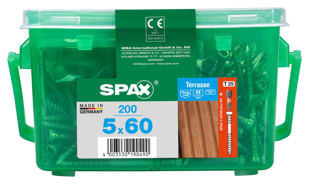 Spax Terrassenschrauben 5.0 x 60 mm TX 25 Zylinderkopf - 200 Stk.