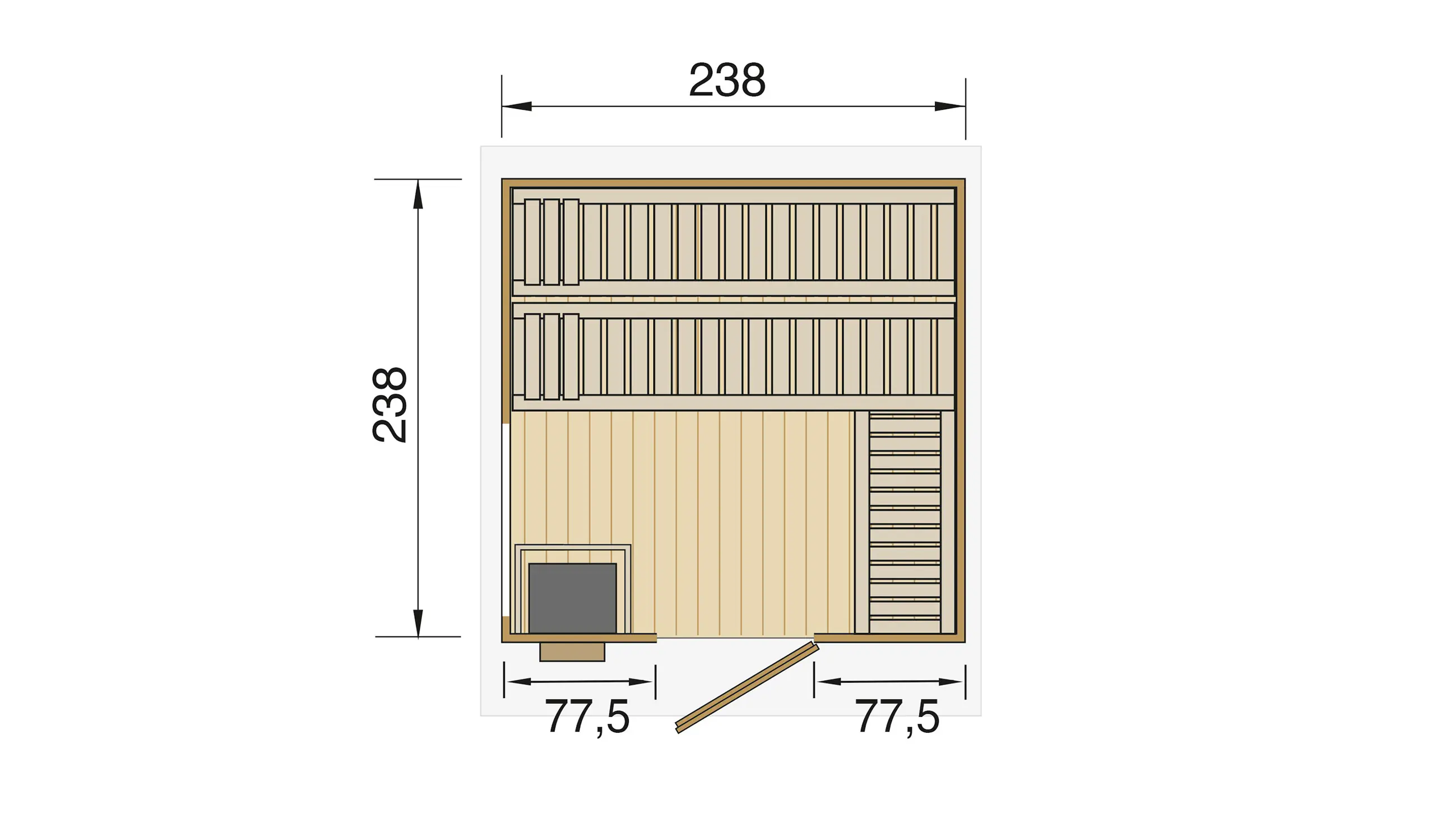 Weka Gartensauna Kuopio natur 5,66 m² inkl. 9 kW Ofen