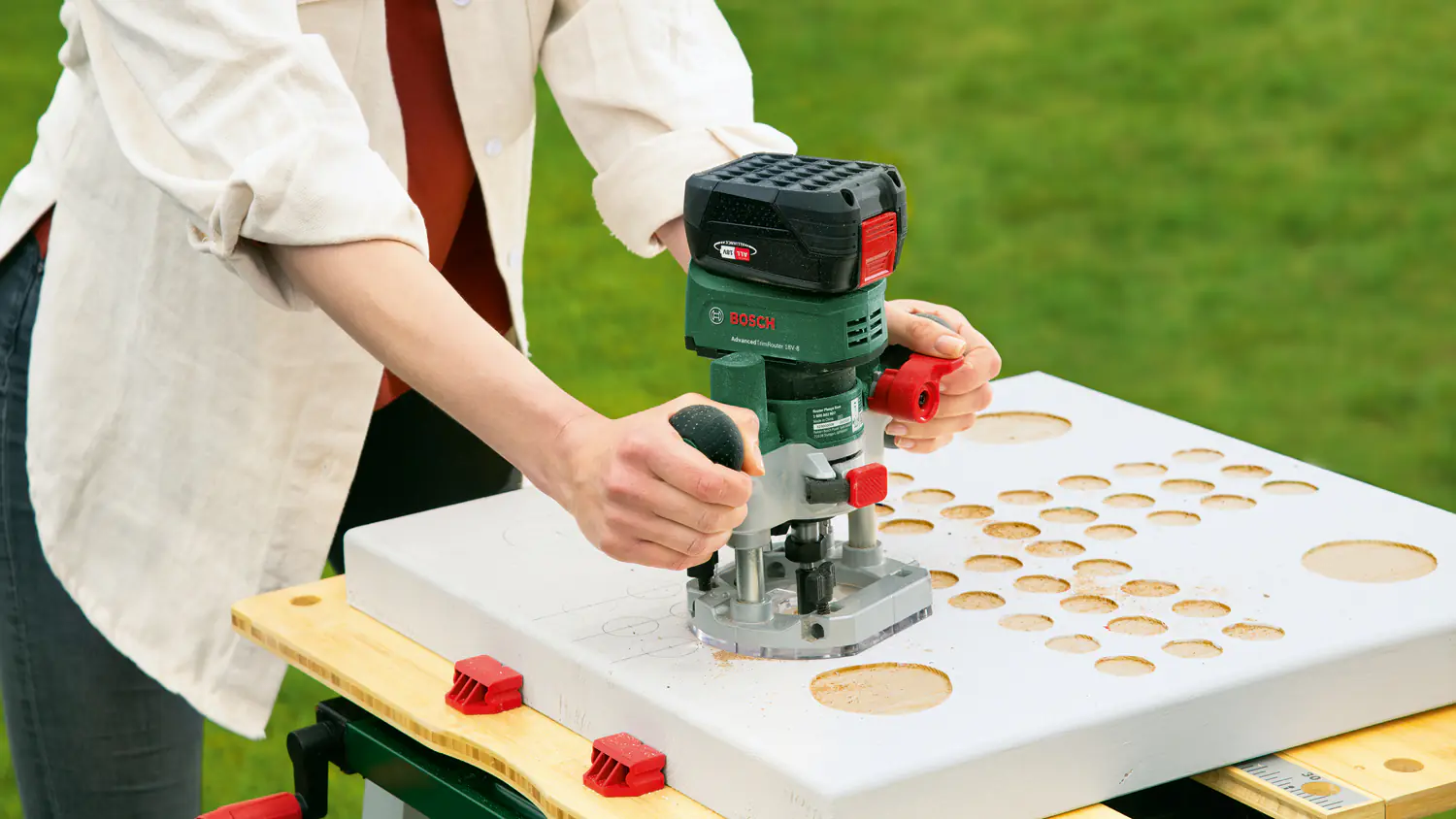 Bosch Akku-Oberfräse Router Combi Set 18V Solo