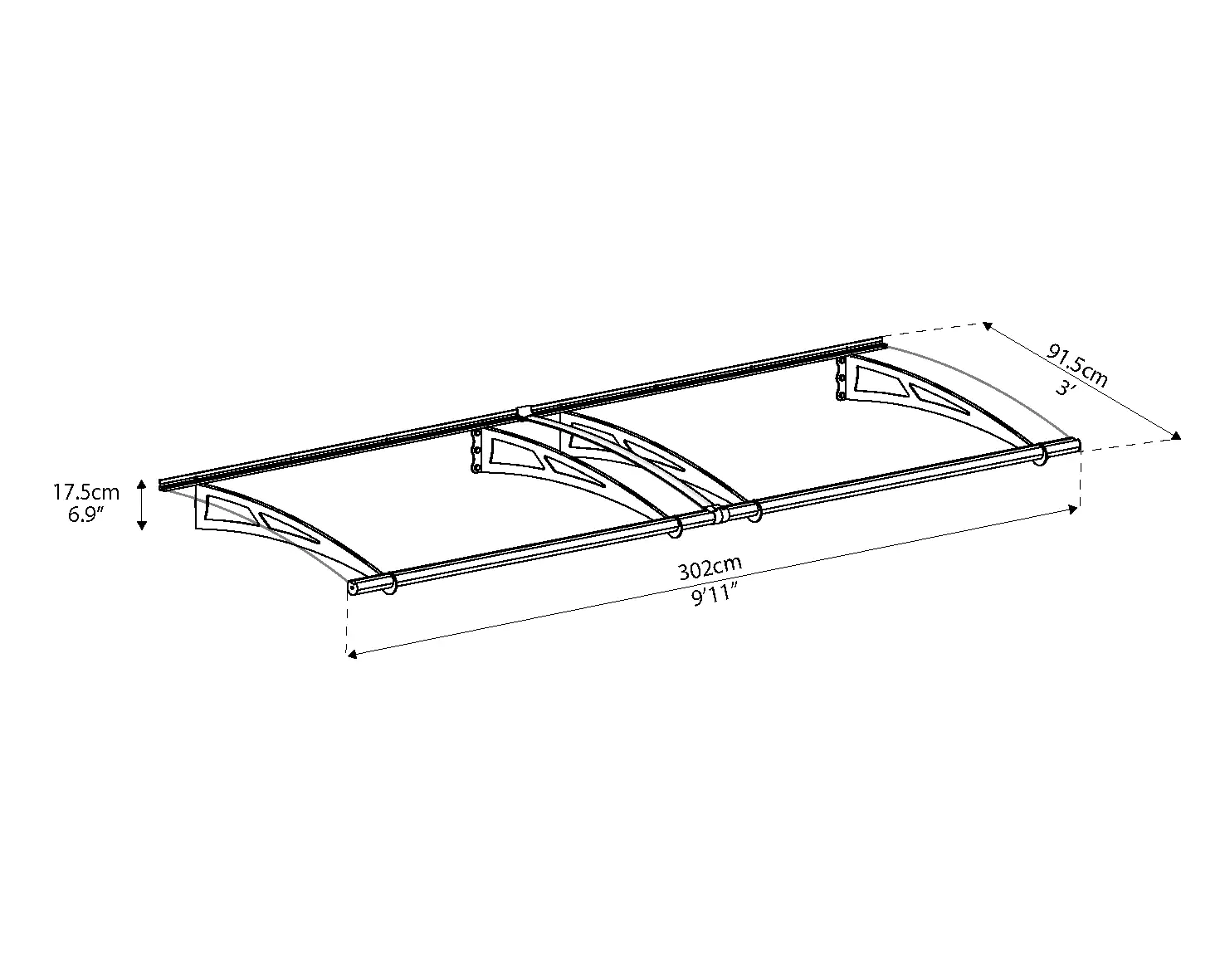 Canopia Vordach Aquila 3000 302,5 x 91,5 x 17,5 cm