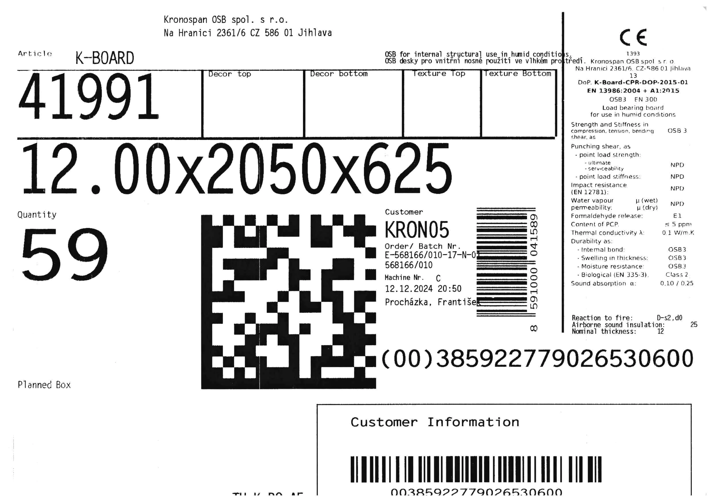 OSB-3 Nut- und Feder Verlegeplatte 12 mm 205 x 62,5 cm 12 mm ungeschliffen
