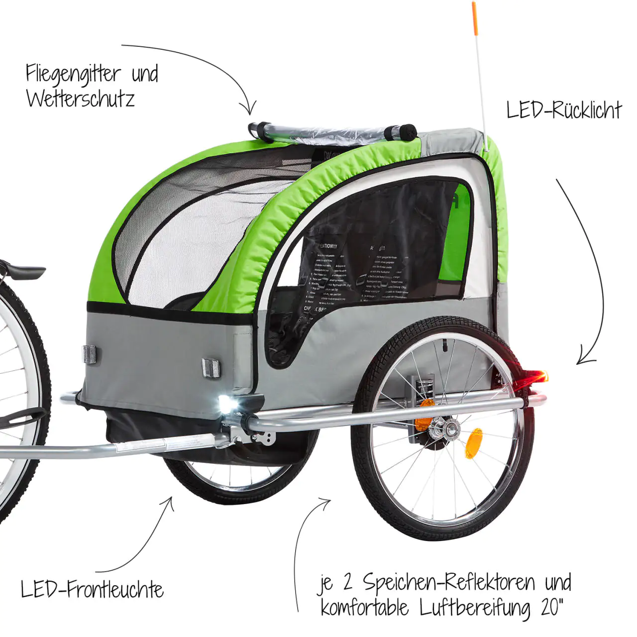 Fischer Kinder-Fahrradanhänger Komfort  für 1 - 2 Kinder