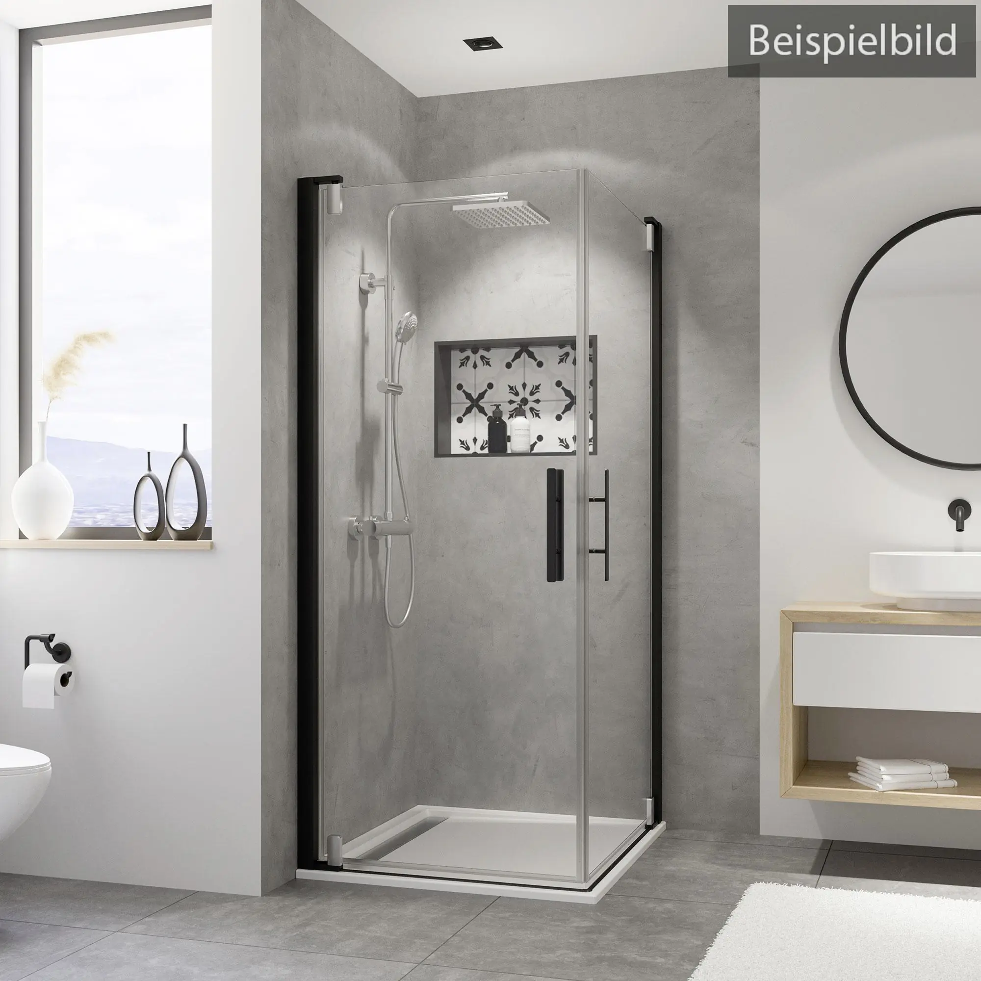 Breuer Duschtür Europa Design Eckeinstieg 2-teilig 90 x 90 cm schwarz matt
