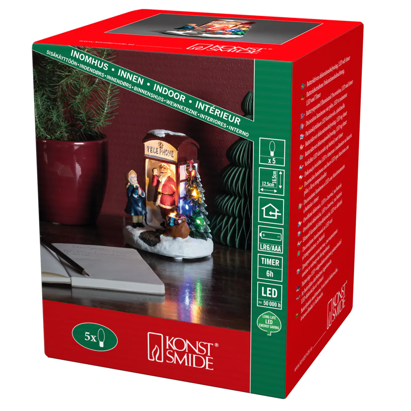 Konstsmide LED Szenerie Weihnachtsmann 12,5 cm x 11,5 cm x 16,5 cm