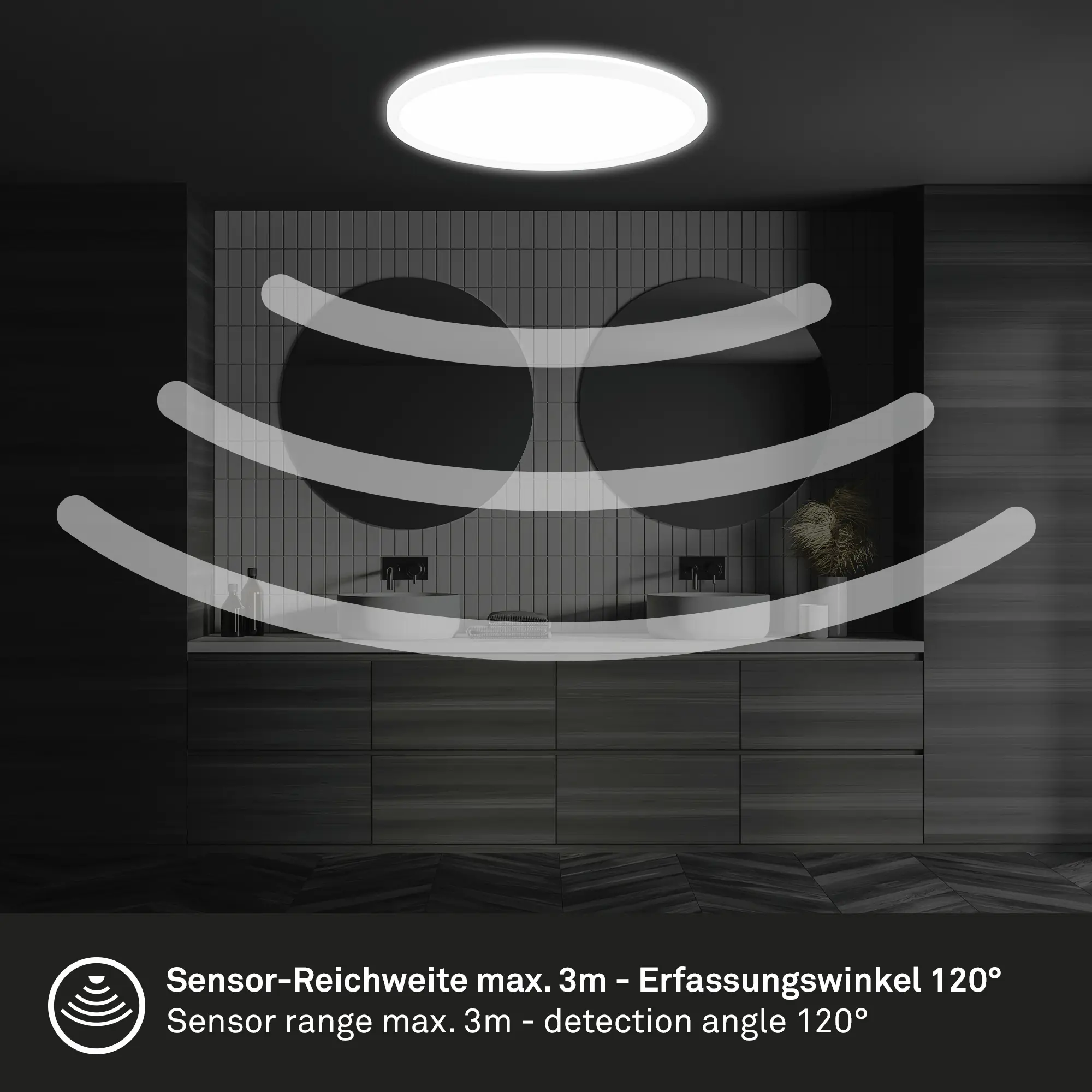 Briloner LED-Deckenleuchte Move mit Bewegungsmelder Ø 42 x 3 cm neutralweiß weiß matt