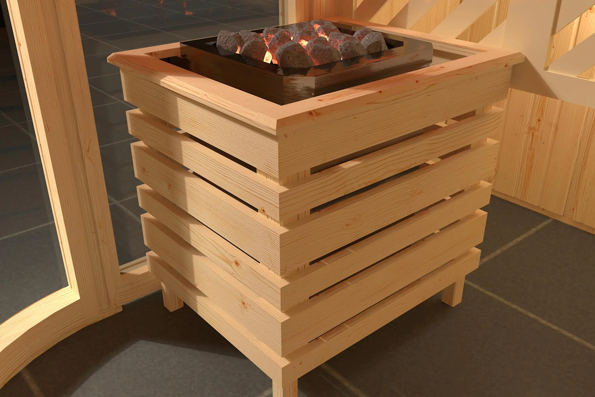 Weka Element-Designsauna Sara 2 Set 1 mit Glastür 2 Fenstern und OS Saunaofen