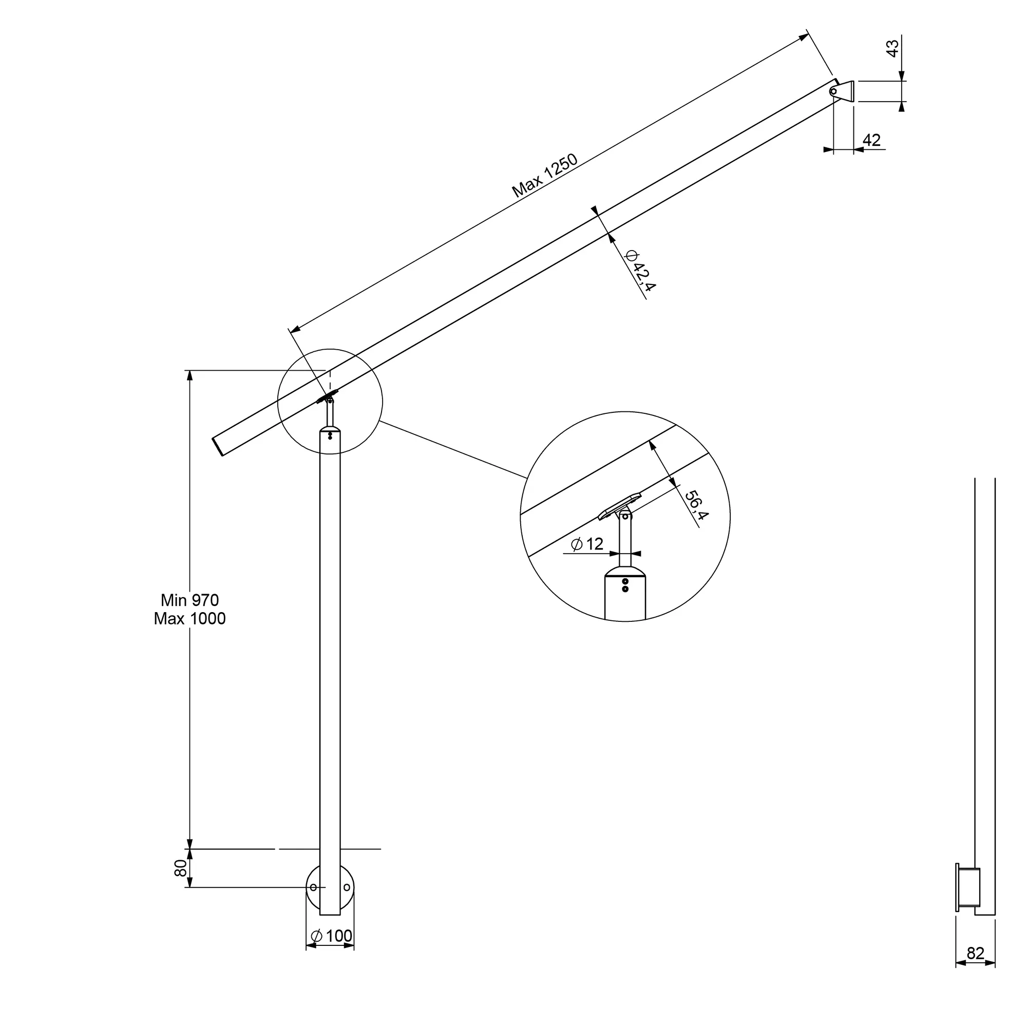 DOLLE Eingangsgeländer PS 511 Edelstahl 150 cm 1 Pfosten