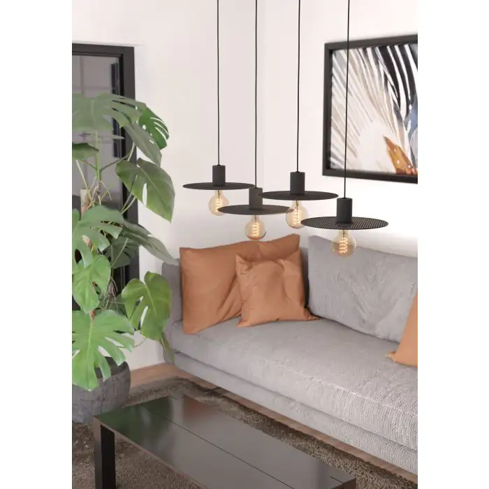 Eglo Hängeleuchte Ikeston schwarz-gitter 98 x 28 cm