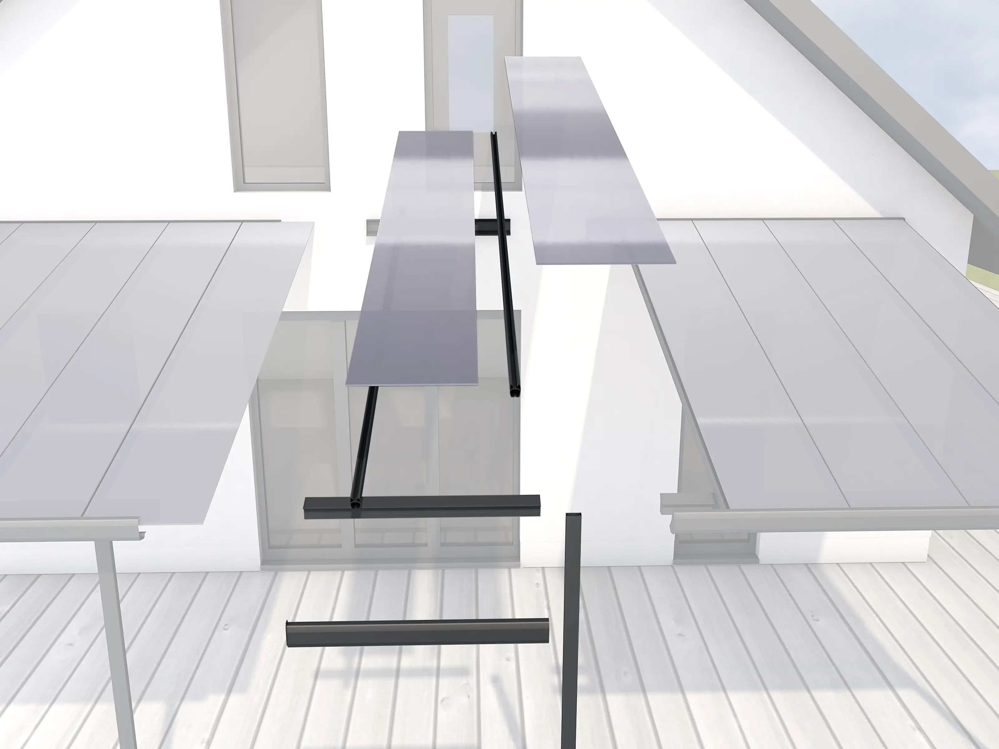 Gutta Terrassendach EW-Satz 120x406cm anthrazit