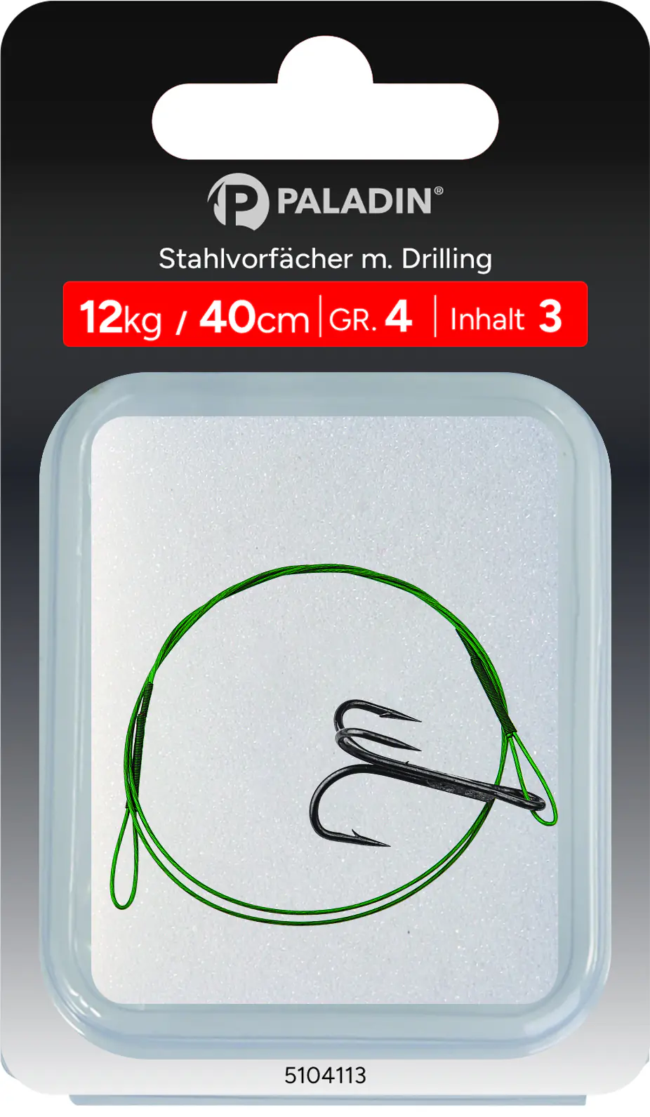 Paladin Stahlvorfach Drilling Gr. 2 Tragkraft 15 kg Länge 40 cm 3 Stück