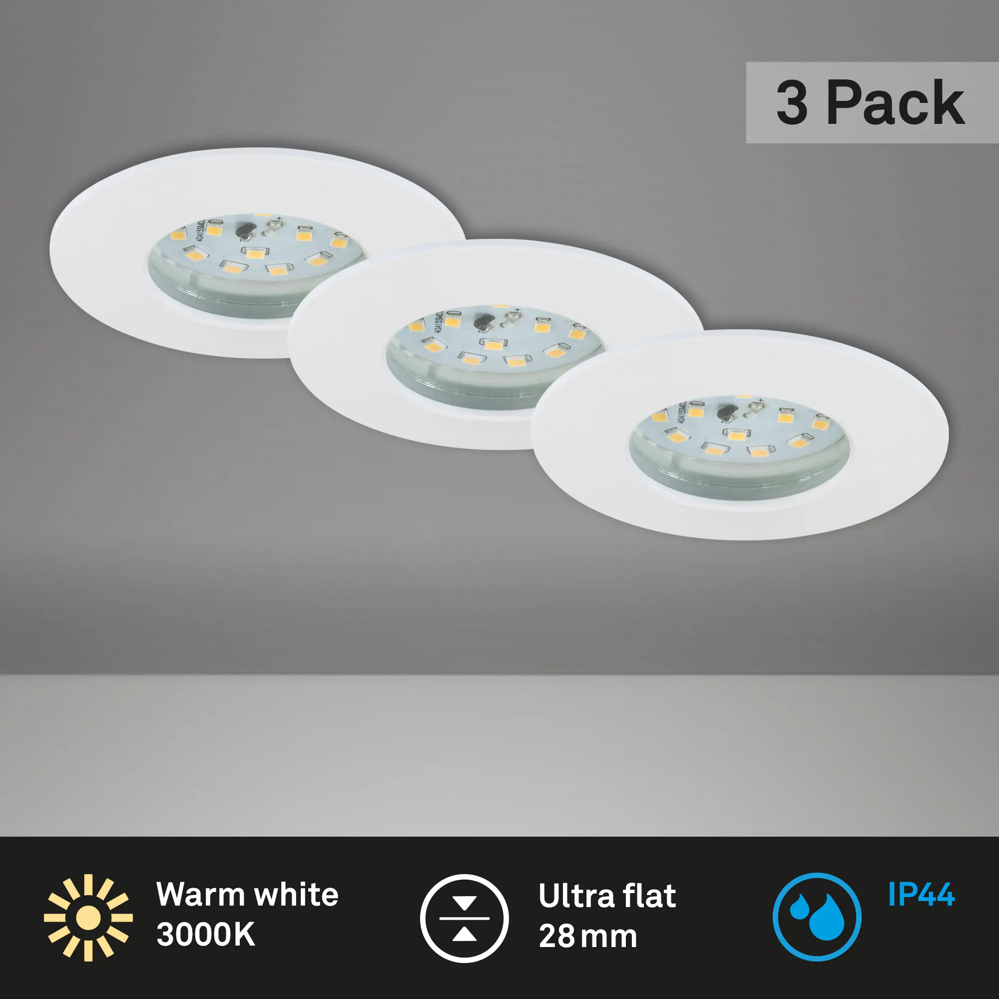 Briloner 3er Set LED Einbauleuchten Attach weiß Ø 7,5 cm