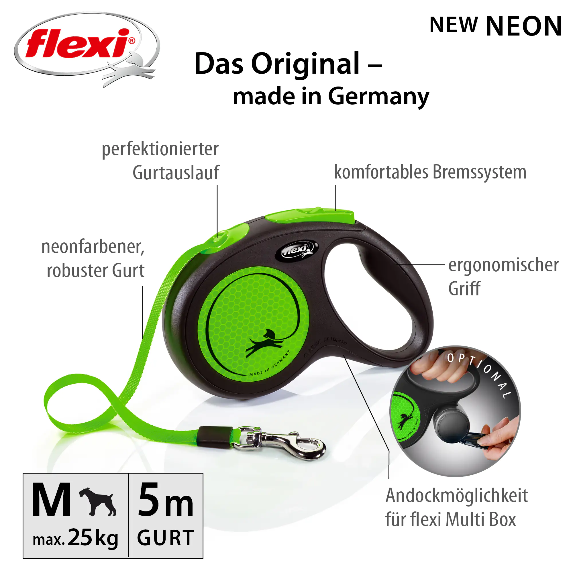 Flexi Hundeleine New Neon Gurt M neongrün