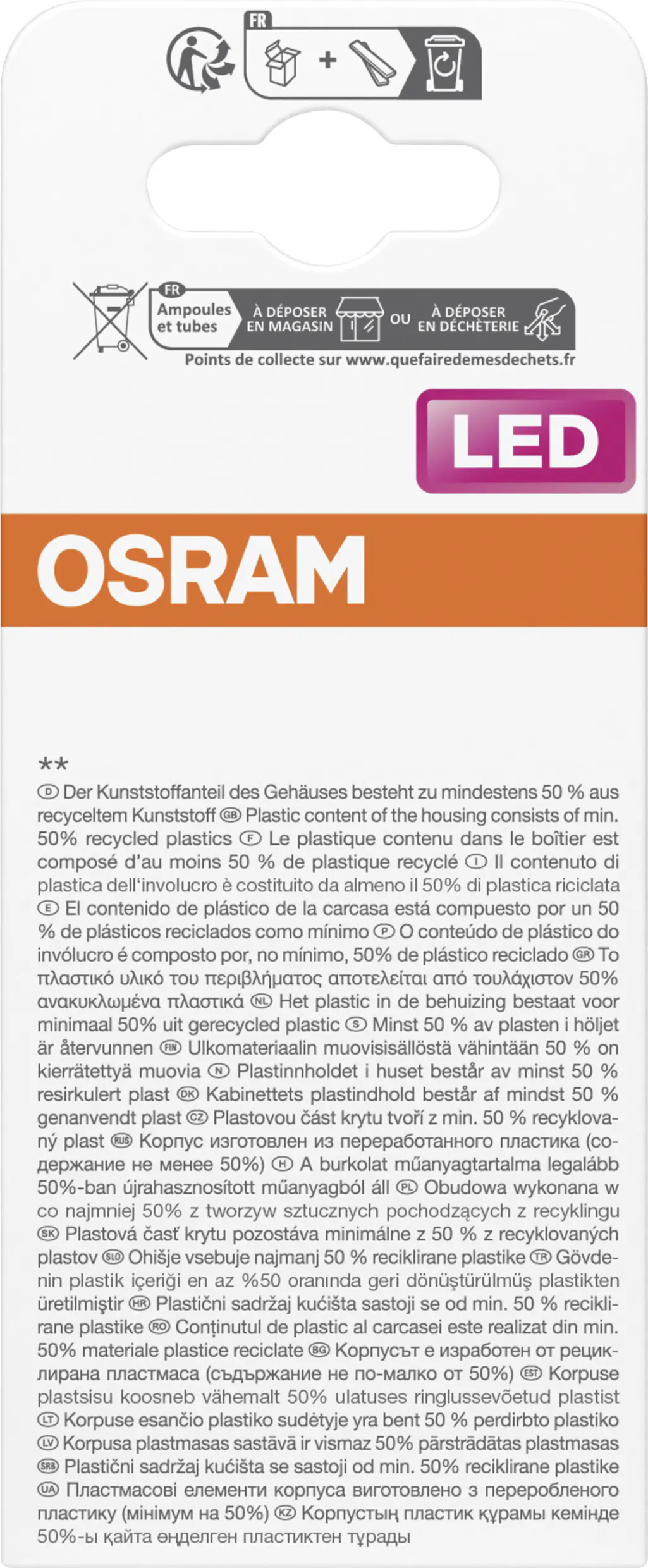 Osram LED Leuchtmittel Star Classic A40 E27 4,9 W warmweiß, weiß matt