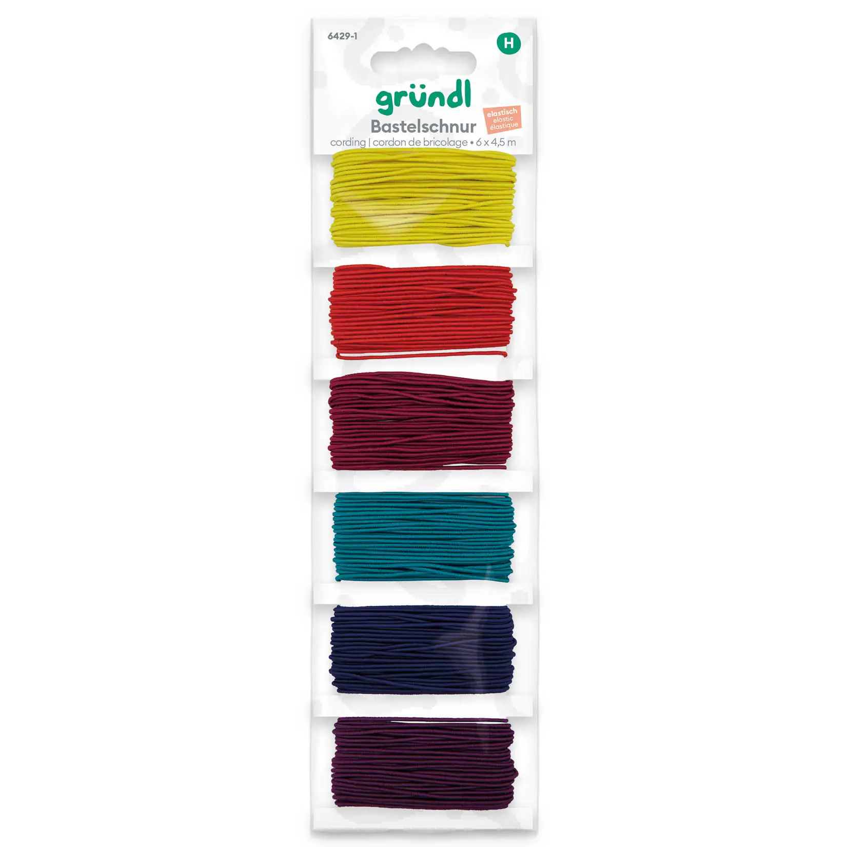 Gründl Bastelschnur elastisch 6 Farben