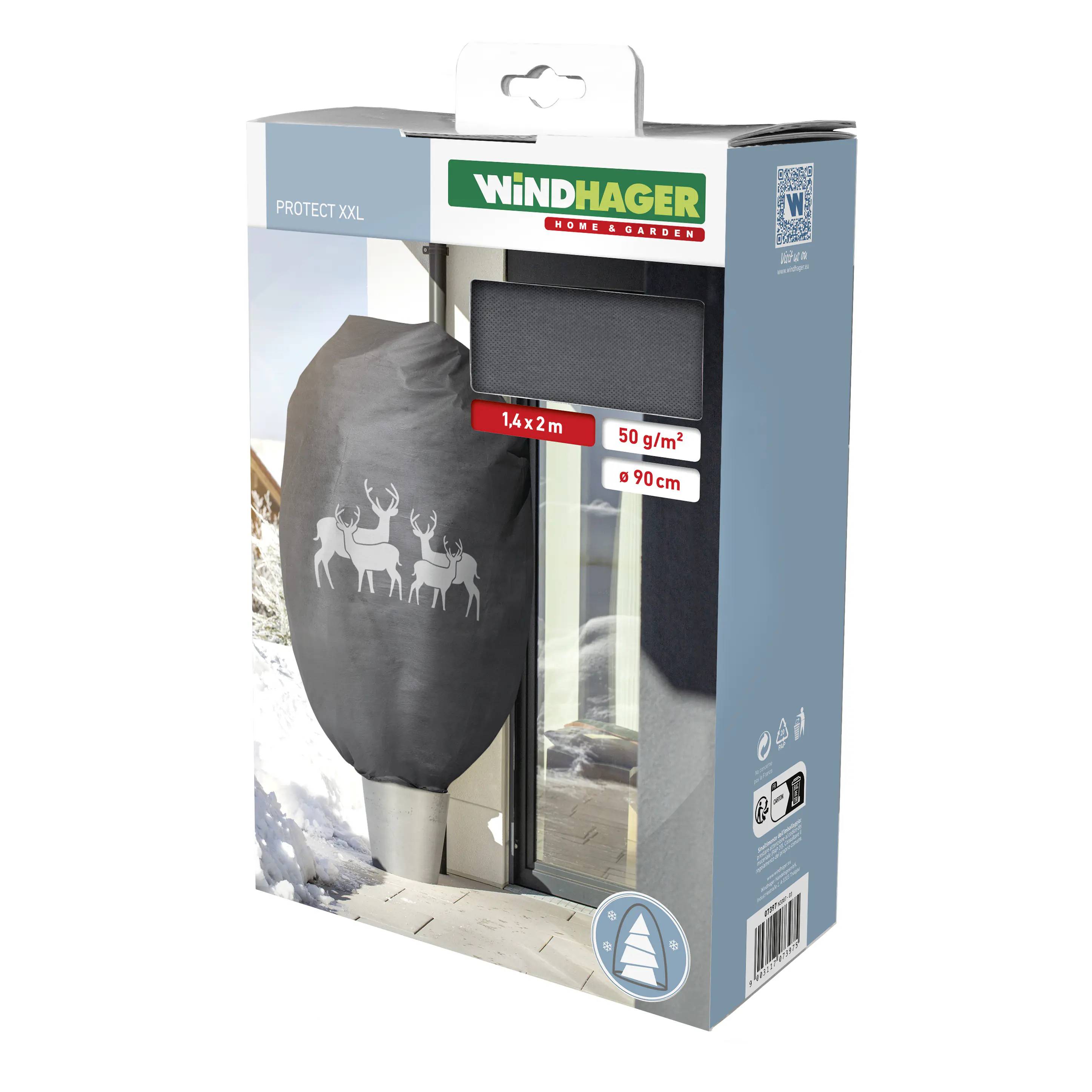 Windhager Deko-Haube Protect XXL 1,4 x 2 m, grau mit Hirschmotiv