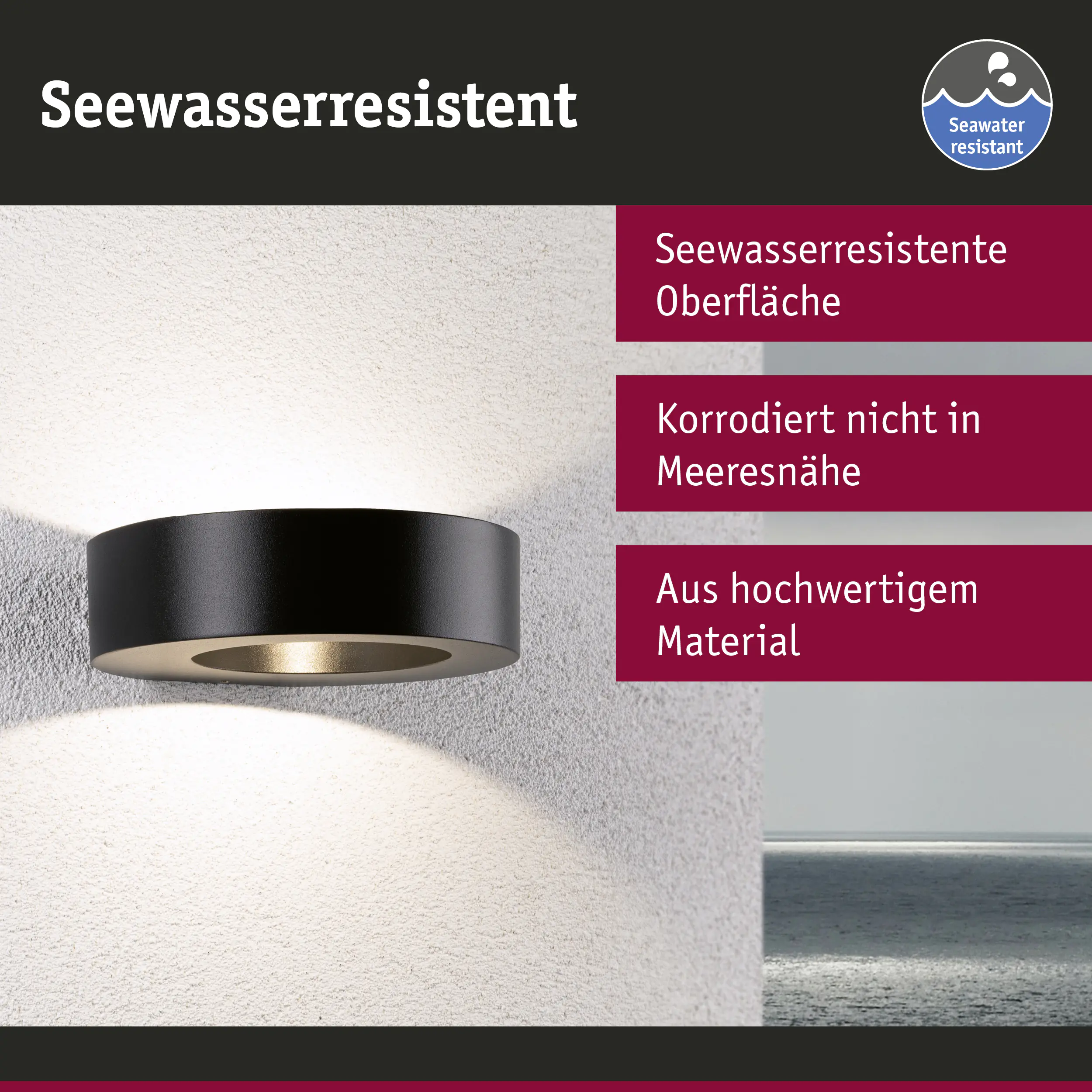 Paulmann LED Außen-Wandleuchte Renga anthrazit 18,1 x 5 cm warmweiß