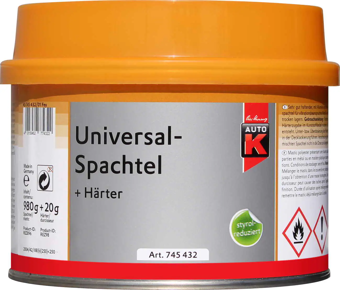 Auto-K Universalspachtel + Härter 1000g