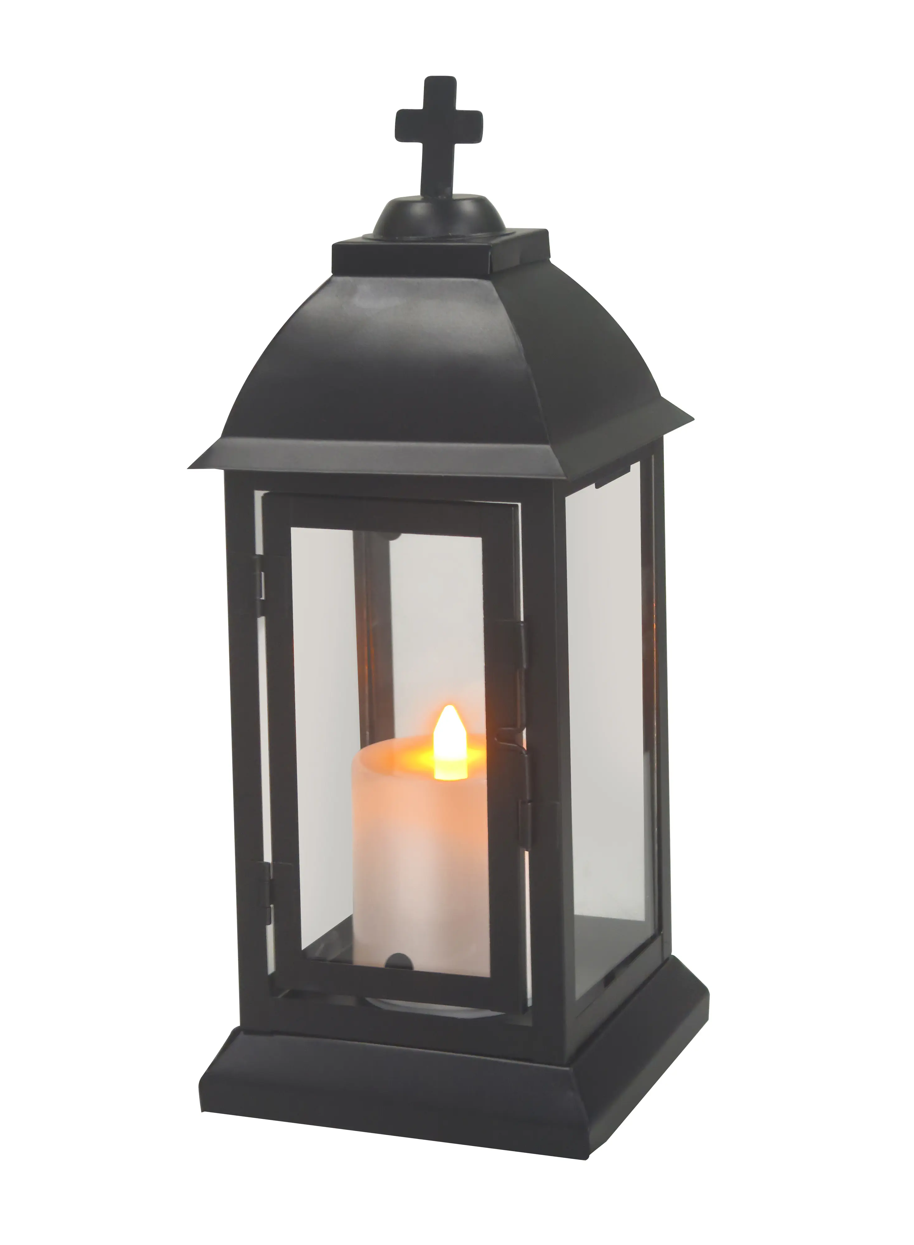 TrendLine LED-Grablaterne mit Timer 30 x 12 cm warmweiß schwarz

