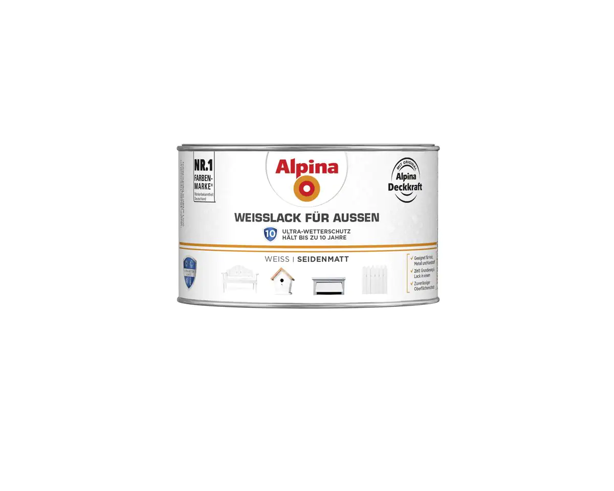Alpina Weißlack für Außen 300 ml weiß seidenmatt