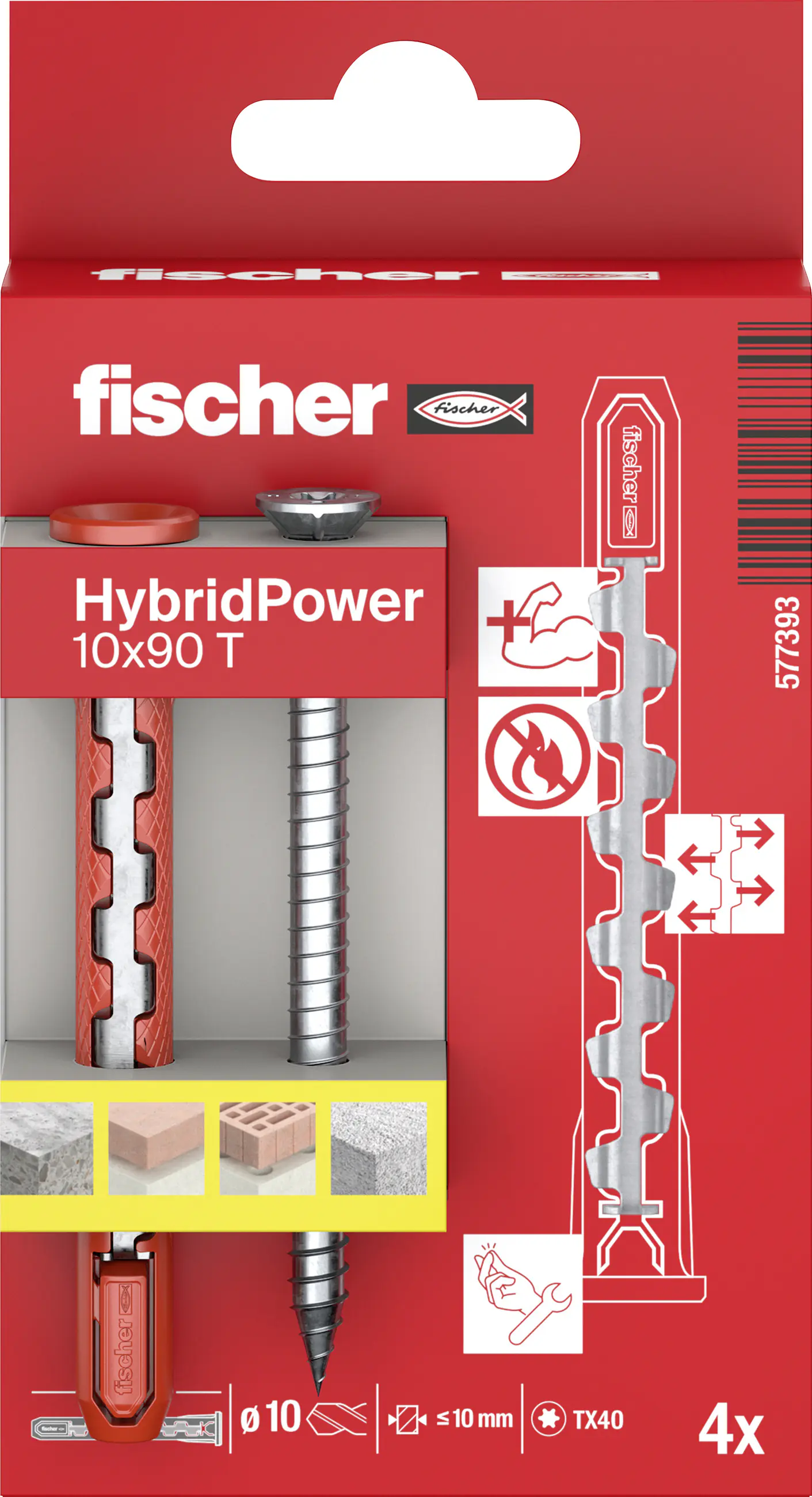 Fischer Dübel HybridPower T K 10 x 90 mm - 4 Stück