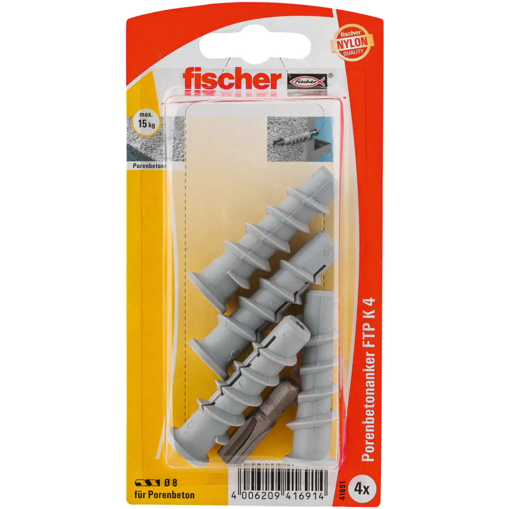 Fischer Porenbetondübel FTP 8.0 x 50 mm - 4 Stück