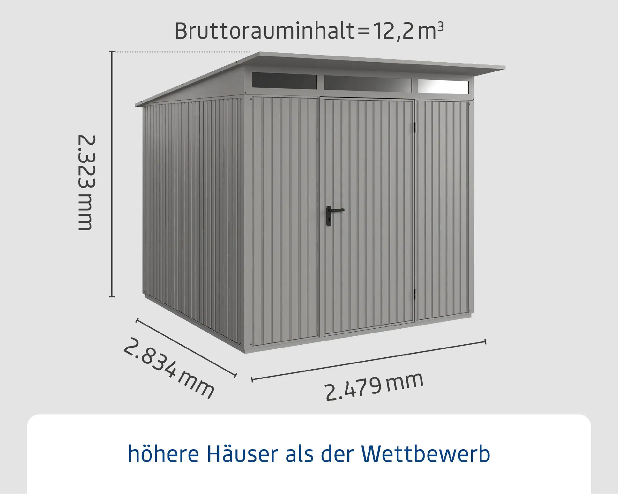 EcoStar Gerätehaus Trend-P Typ 2 graualuminium 247,9 x 283,4 x 232,3 cm