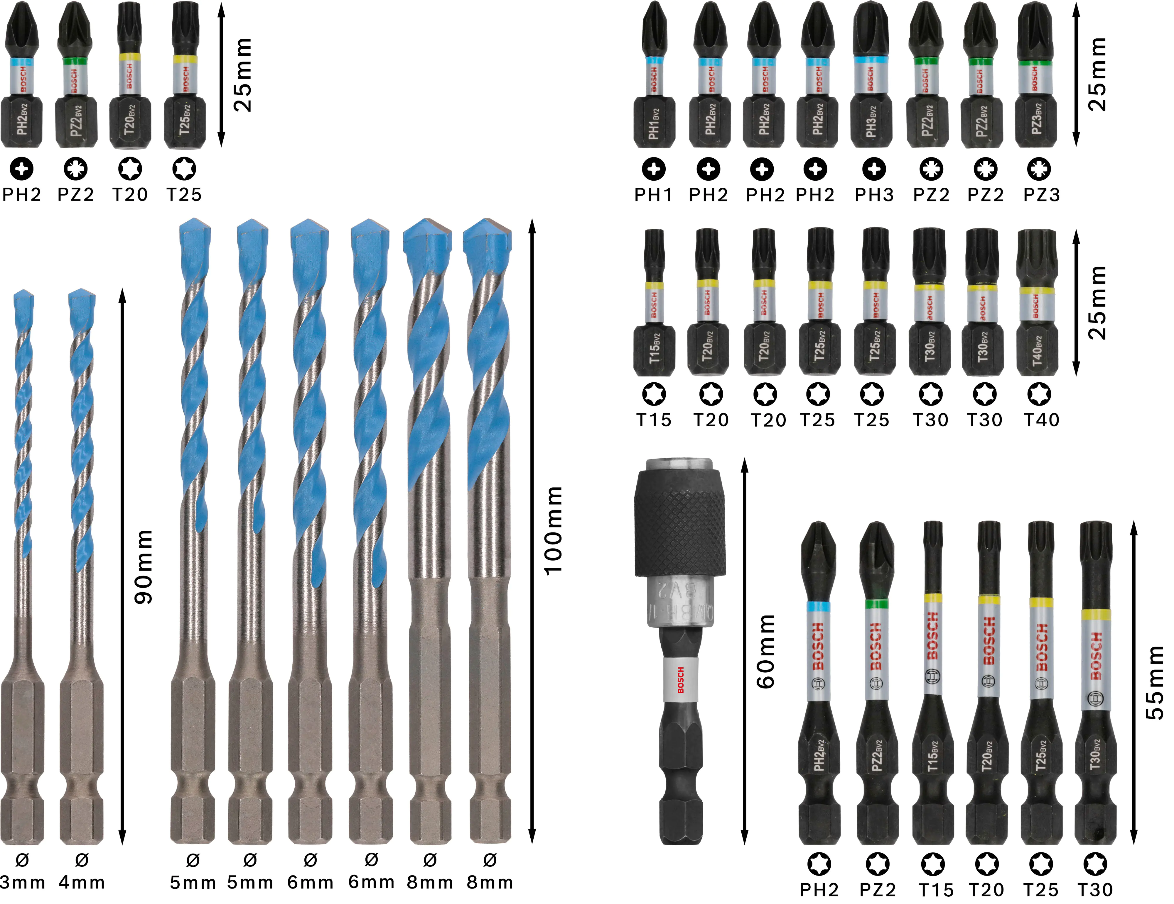 Bosch PRO Impact Schrauberbits und Multi Construction Bohrer Set 35-teilig