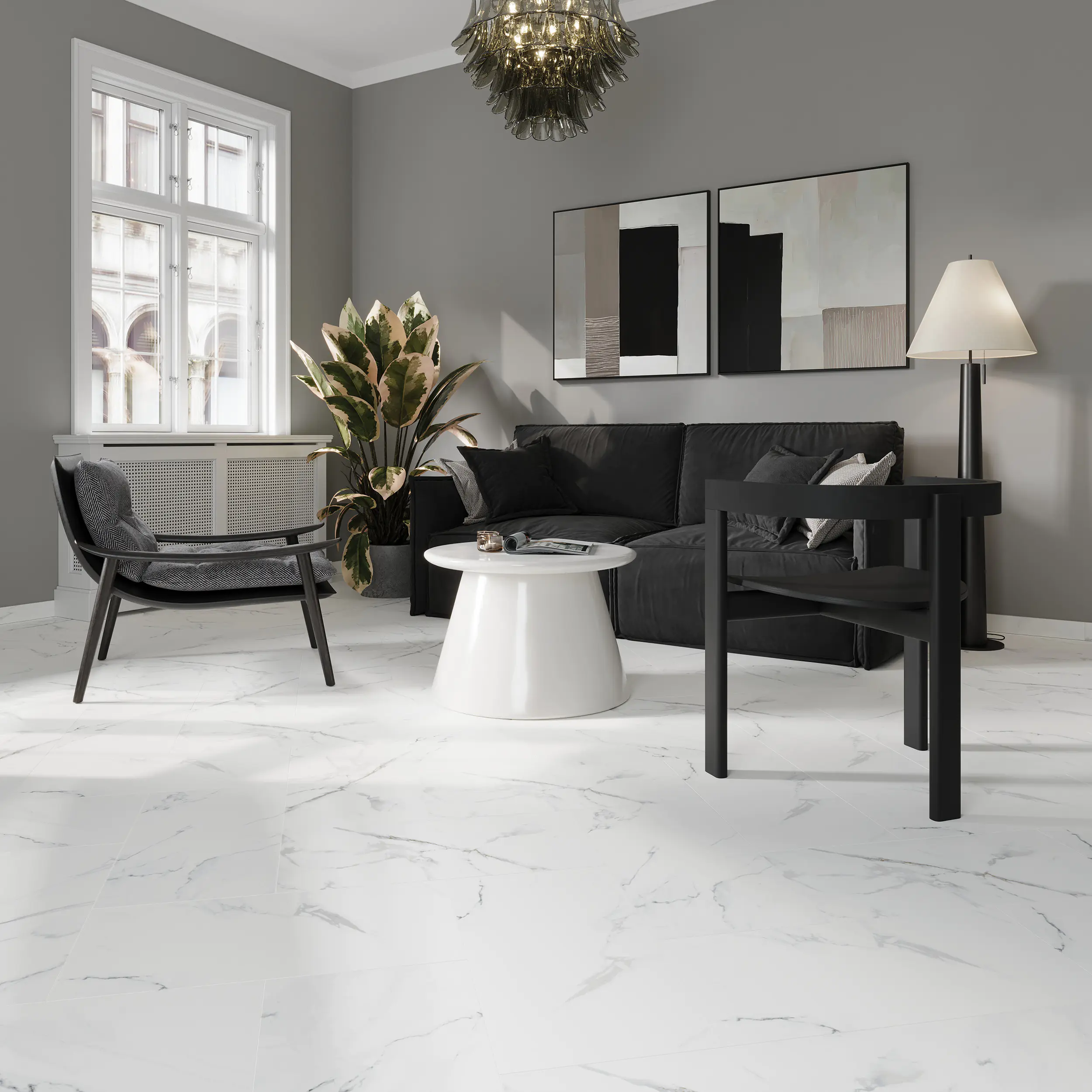 Eurostone Bodenfliese Feinsteinzeug Carrara glasiert matt 30 x 60 cm