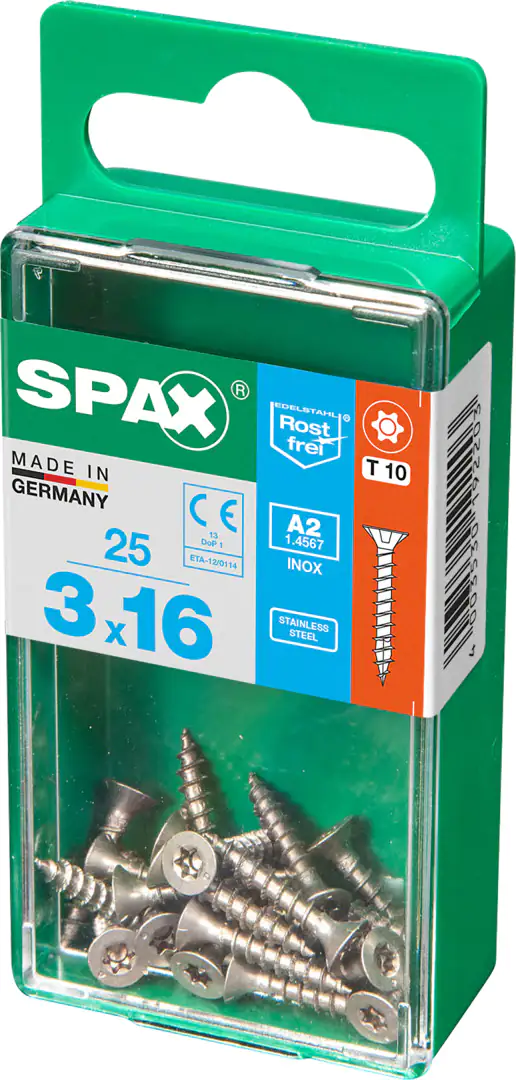 Spax Universalschrauben 3.0 x 16 mm TX 10 Senkkopf - 25 Stück Edelstahl