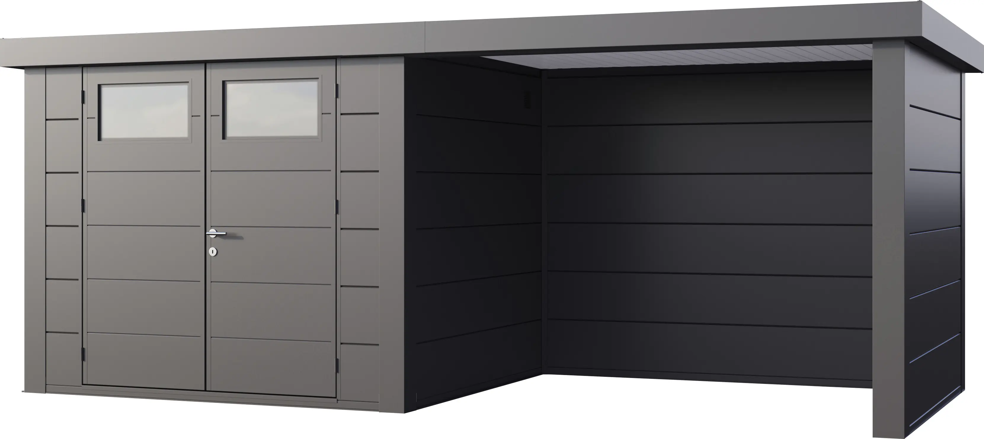 Telluria Gerätehaus Classico Lounge S 2724 rechts granitgrau 552 x 238 cm