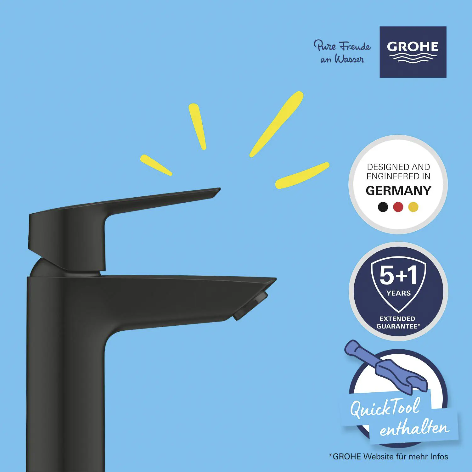 Grohe Quickfix Waschtischarmatur Start S-Size schwarz matt