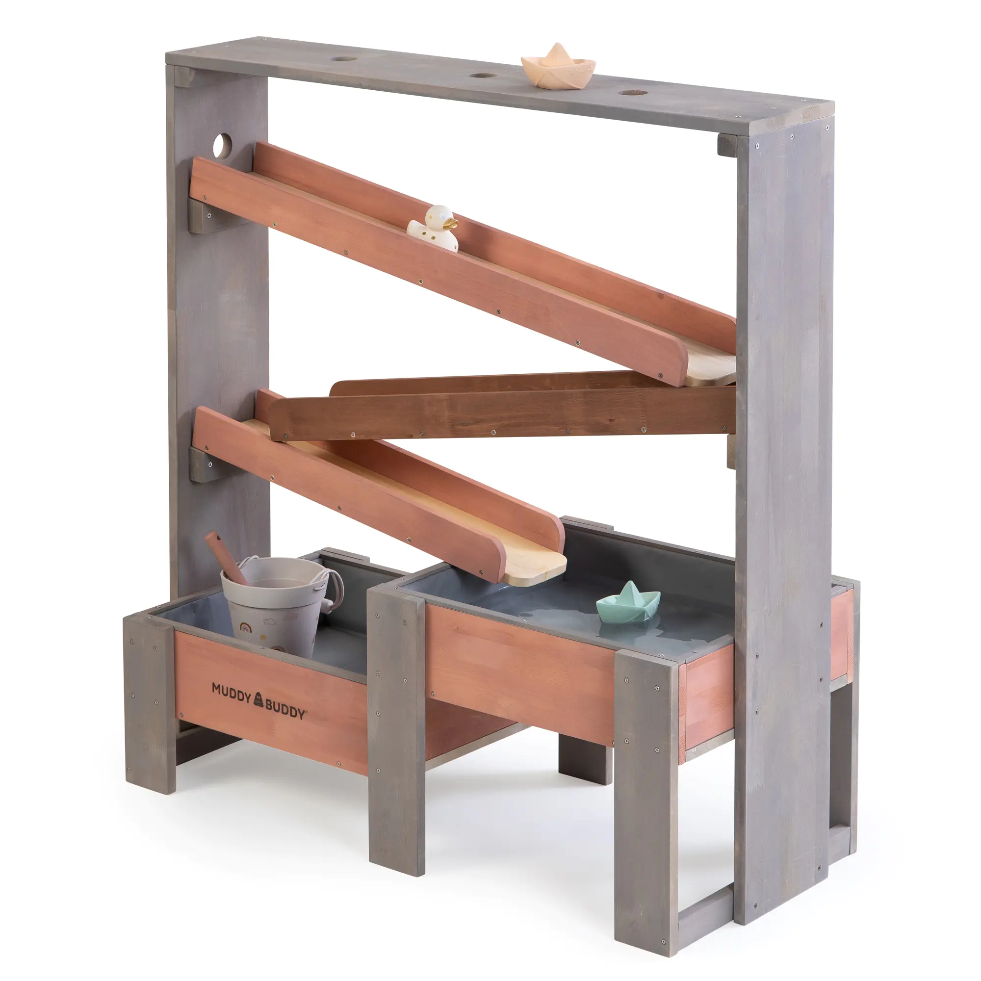 Muddy Buddy Wasserbahn Aqua Tower warmgrau-puderrosa 100 x 44 x 105 cm