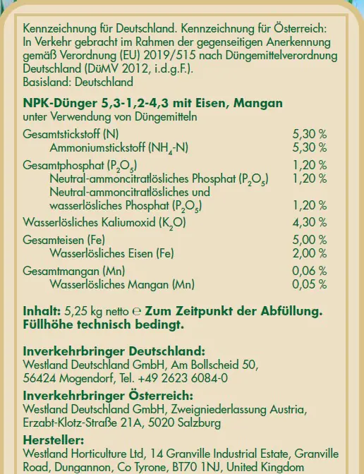 Westland Schluss mit Unkraut & Moos Dünger 150 für m² 5,25 kg