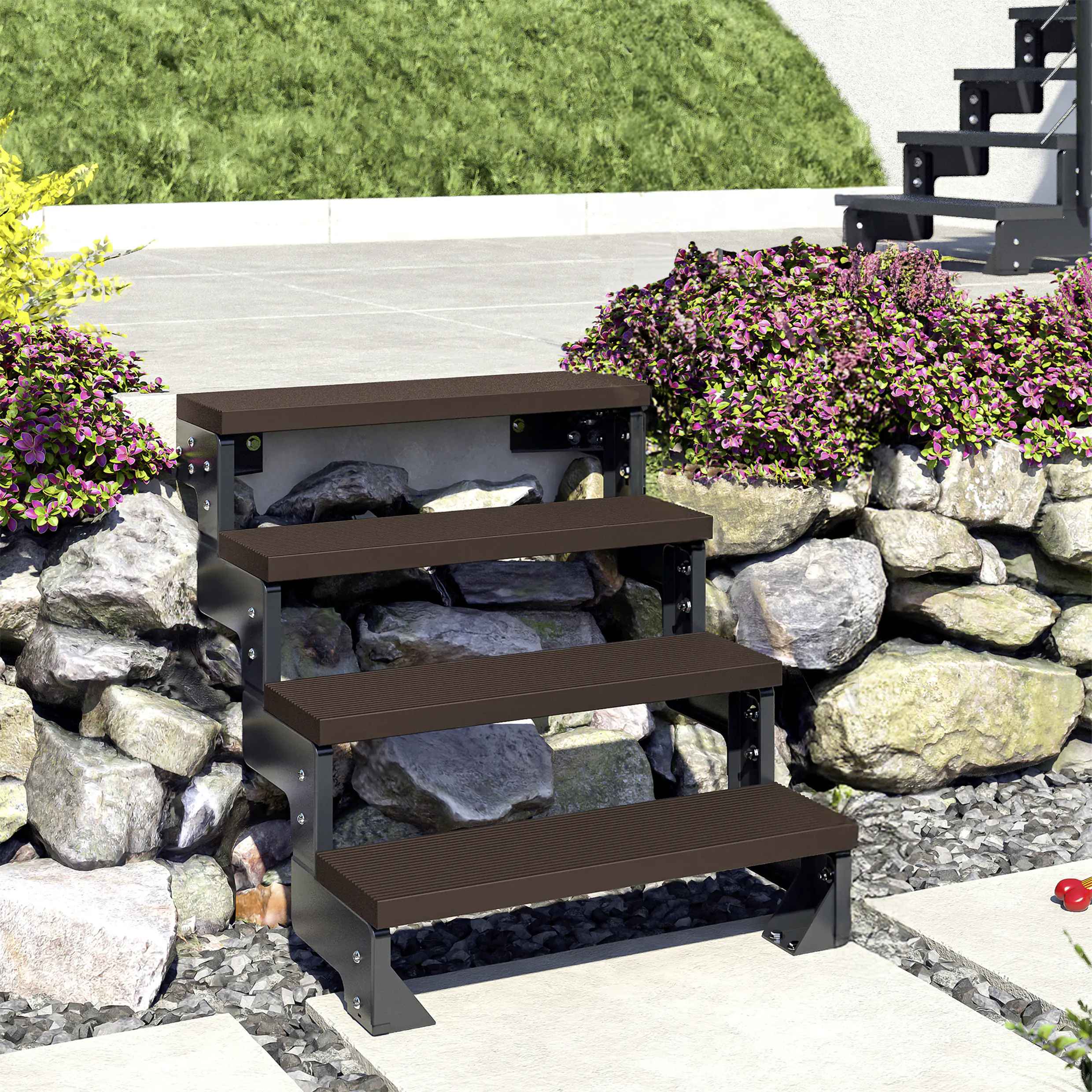 Dolle Außentreppe Trimax Gardentop 2 Stufen 100 cm ohne Geländer dunkelbraun