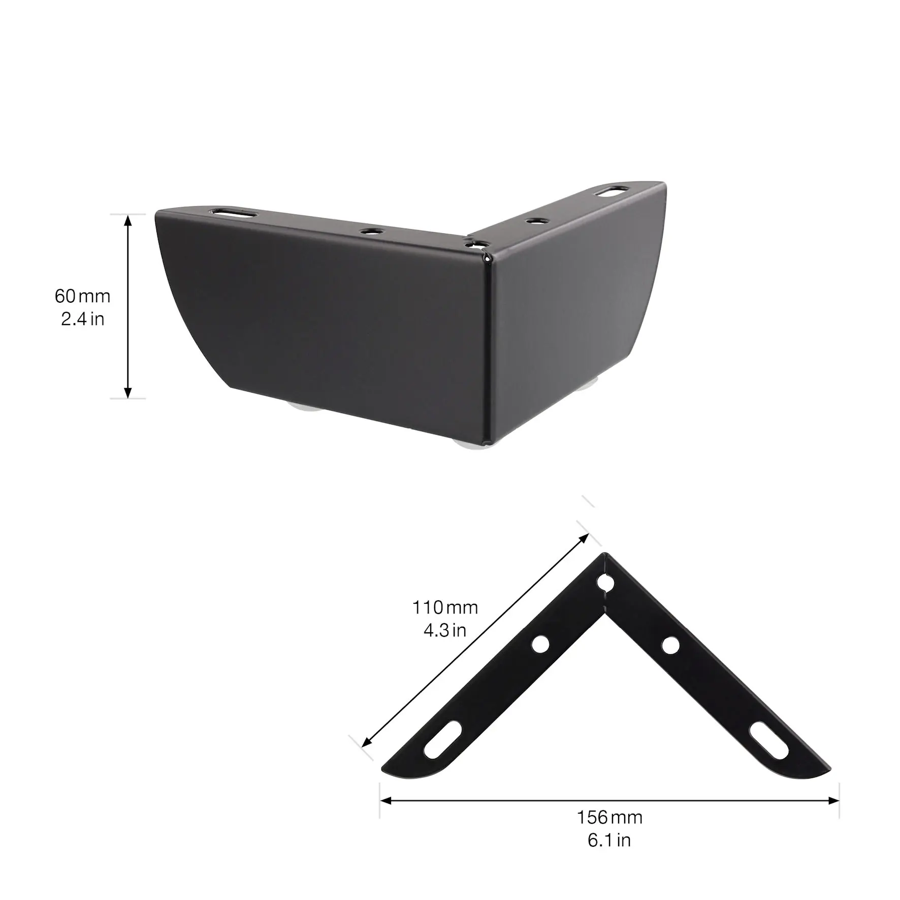 Wagner Möbelfuß Sofia Wing Stahl 11 x 6 cm schwarz matt - 1 Stück