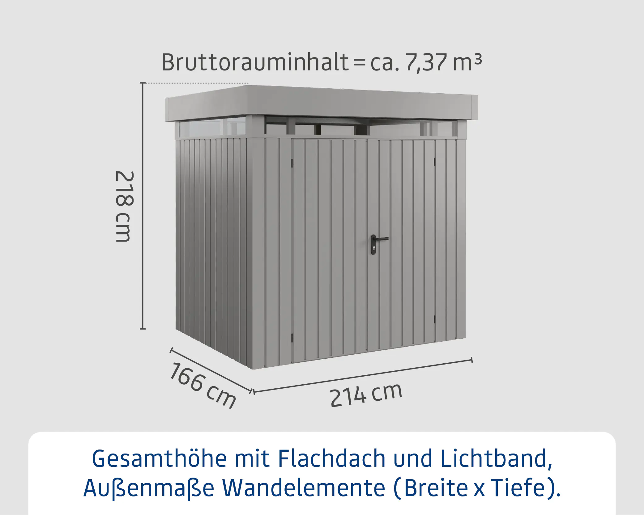 EcoStar Metallgerätehaus Euroline EFD4 LB aluminiumgrau 214 x 166 cm 2-flg.