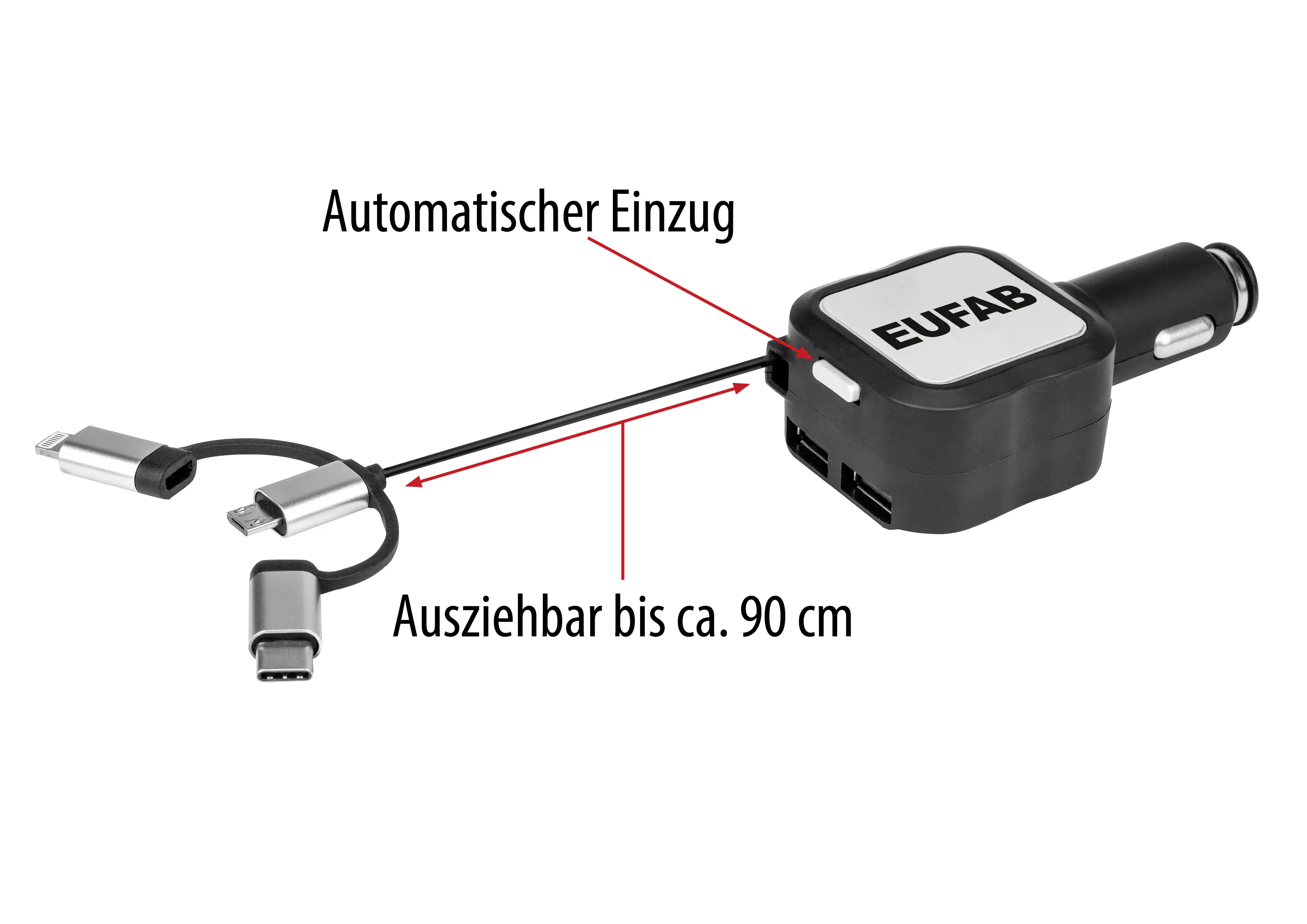 EUFAB 4in1 Universal KFZ Ladekabel 12/24V
