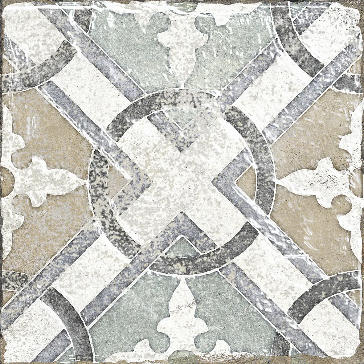 Bodenfliese Feinsteinzeug Marrakesh 20 x 20 cm blau-beige
