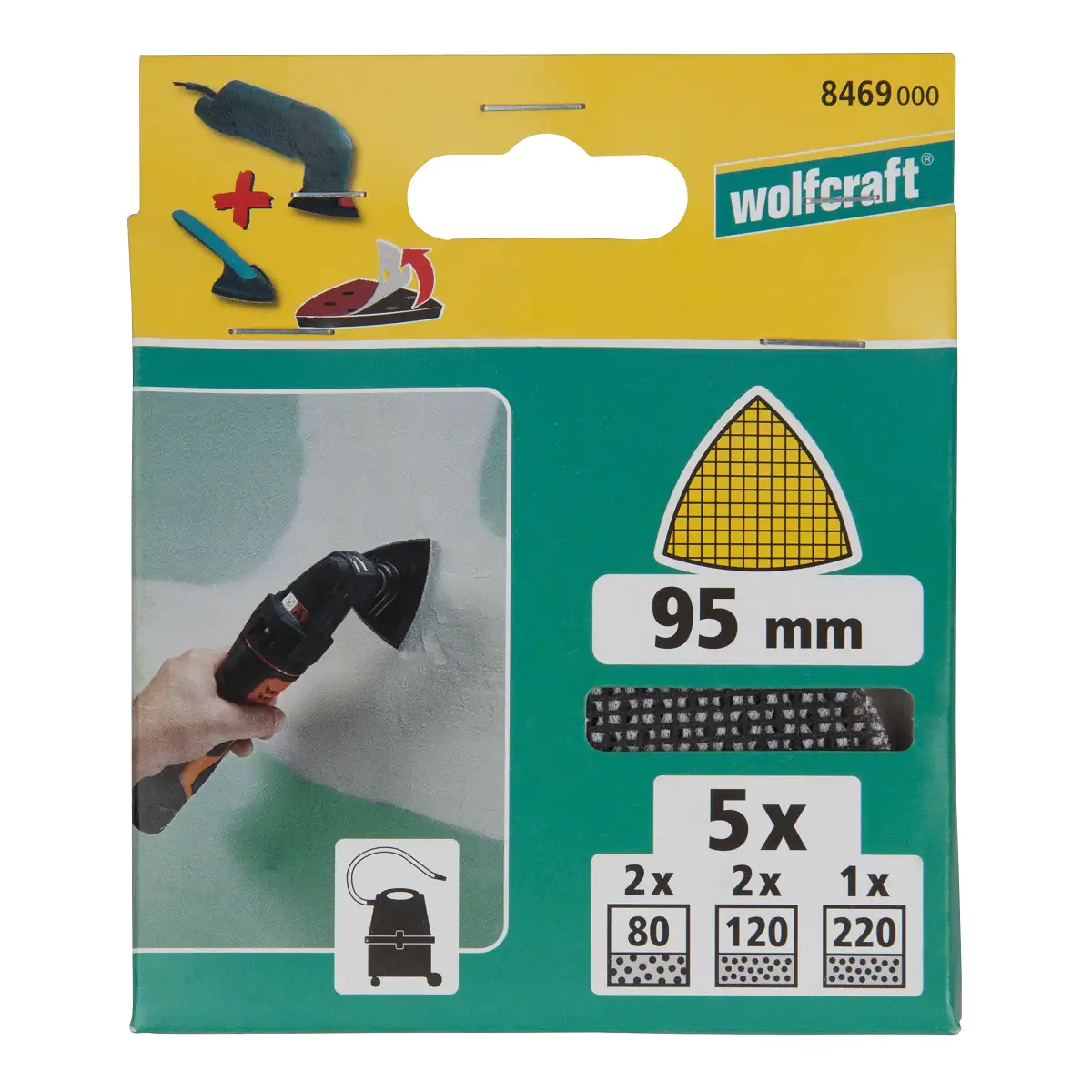 Wolfcraft Haft-Gitterleinen Delta 95 mm 5 Stück Siliziumcarbid
