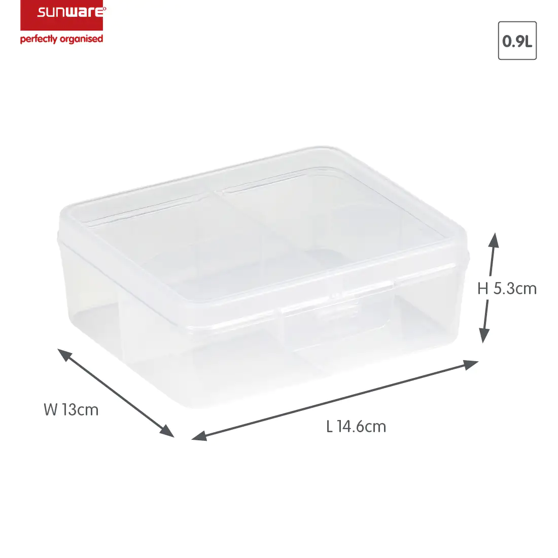 Sunware Sortierbox Q-Line 4 Fächer 14,6 x 13 x 53 cm